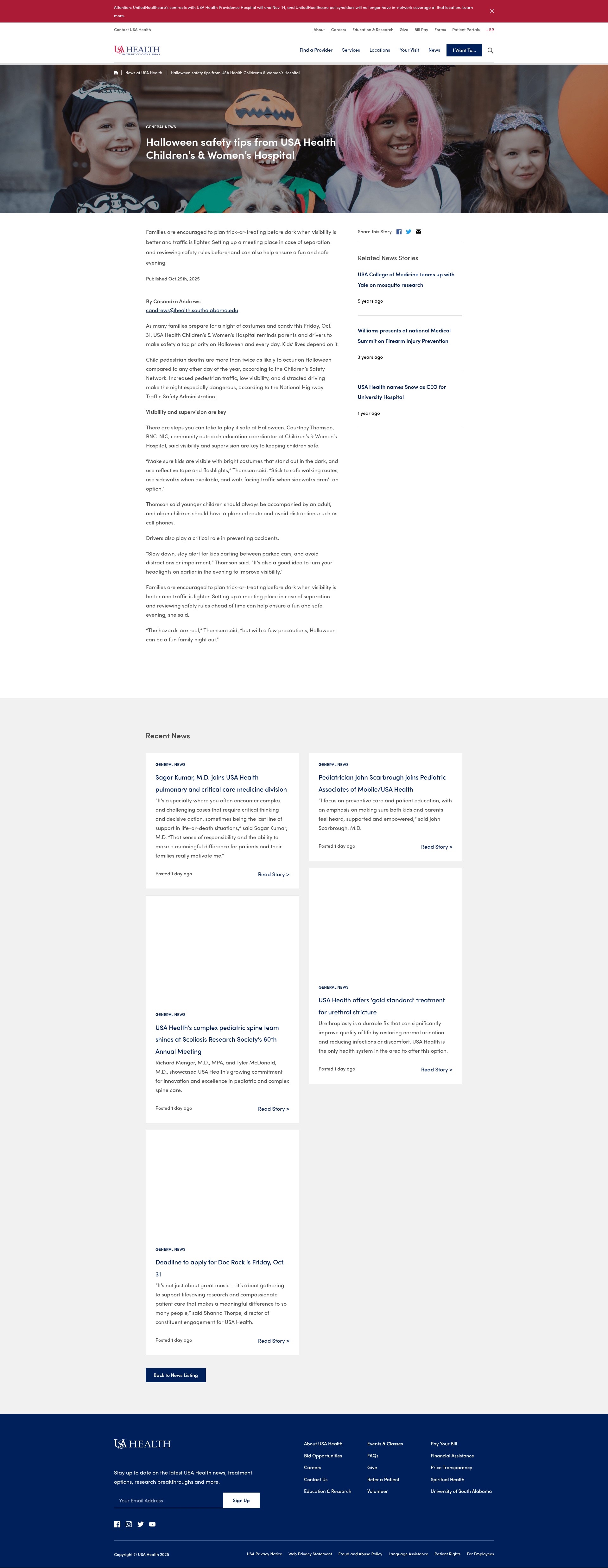 Screenshot of www.usahealthsystem.com
