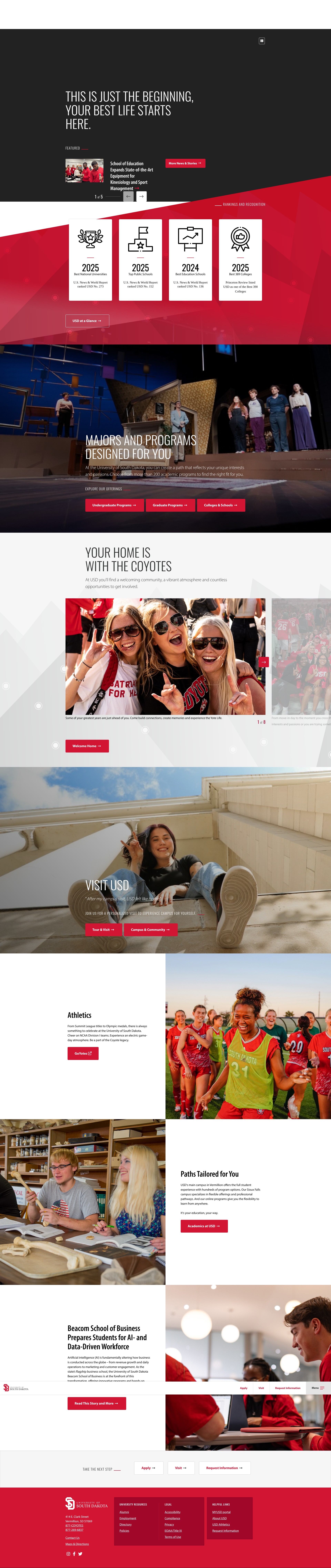 Screenshot of www.usd.edu