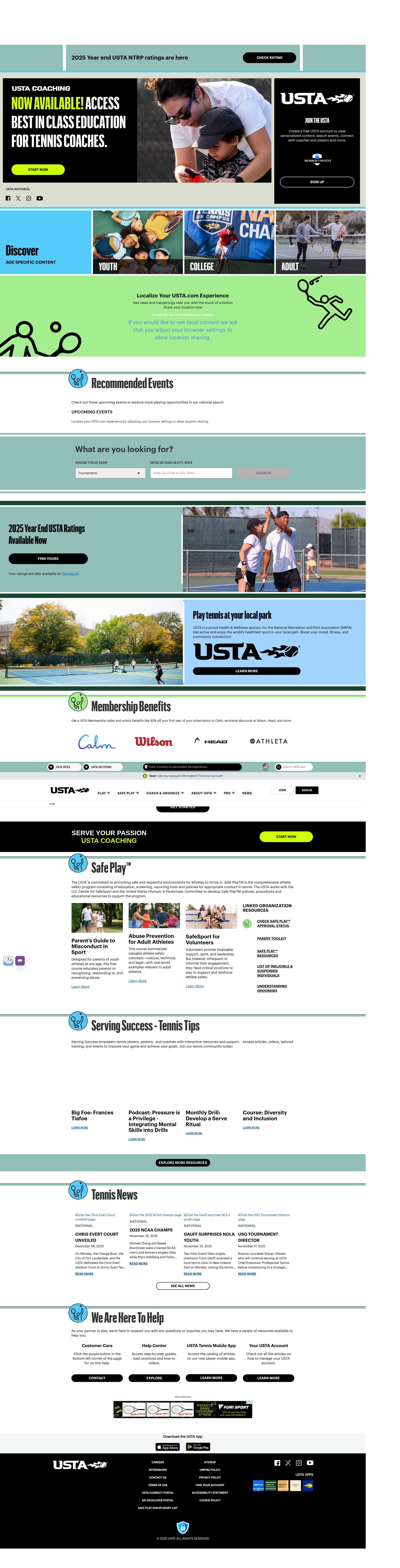 Screenshot of www.usta.com