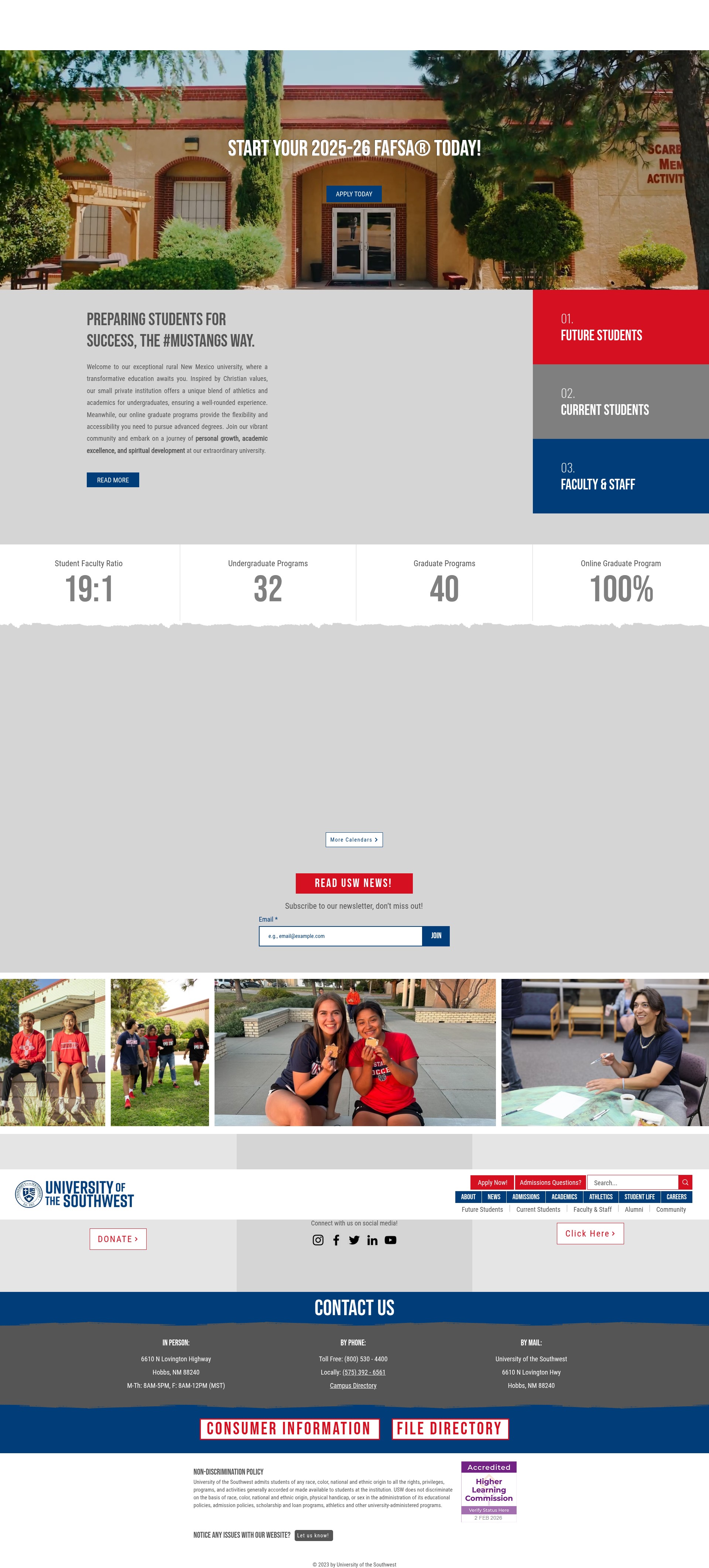 Screenshot of www.usw.edu