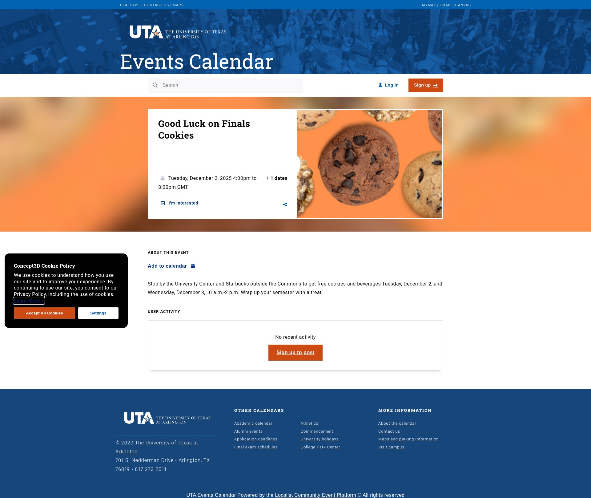 Screenshot of www.uta.edu