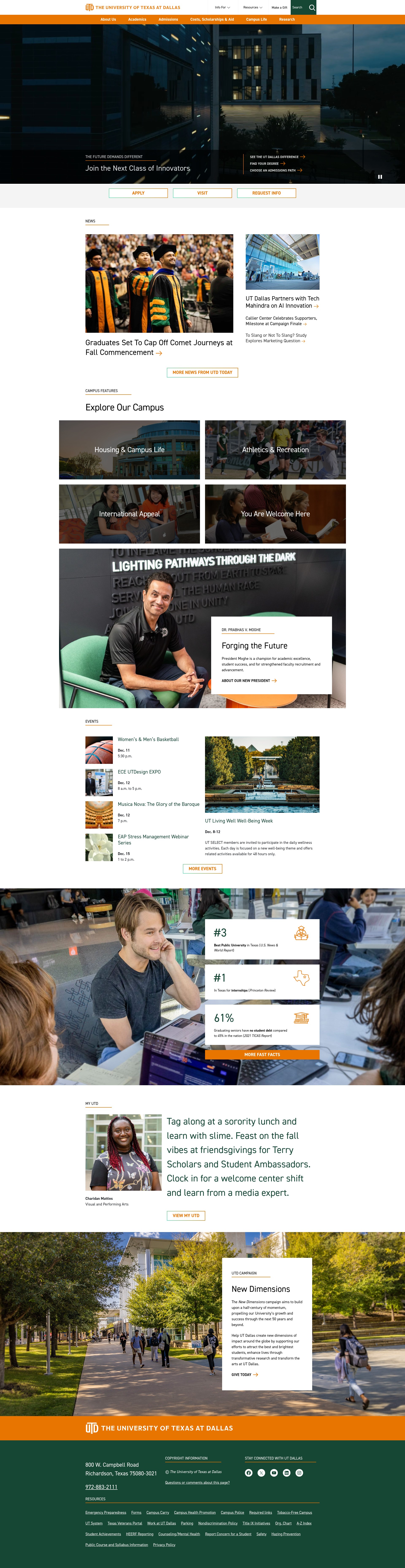 Screenshot of www.utdallas.edu