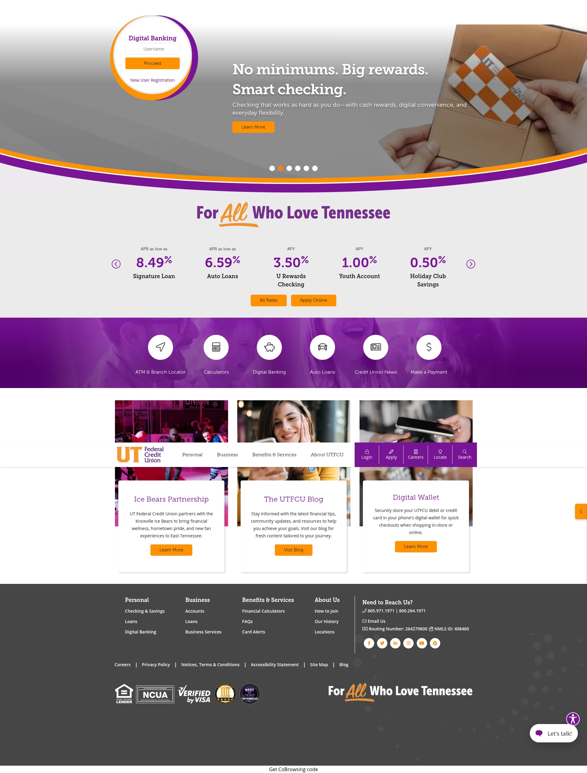 Screenshot of www.utfcu.org