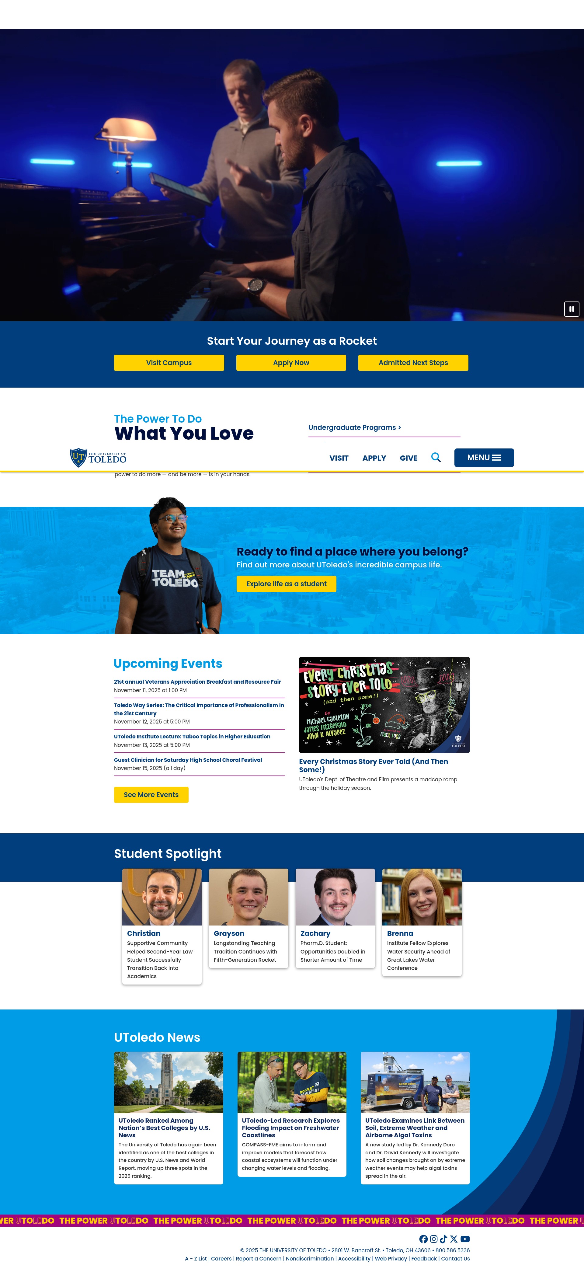 Screenshot of www.utoledo.edu