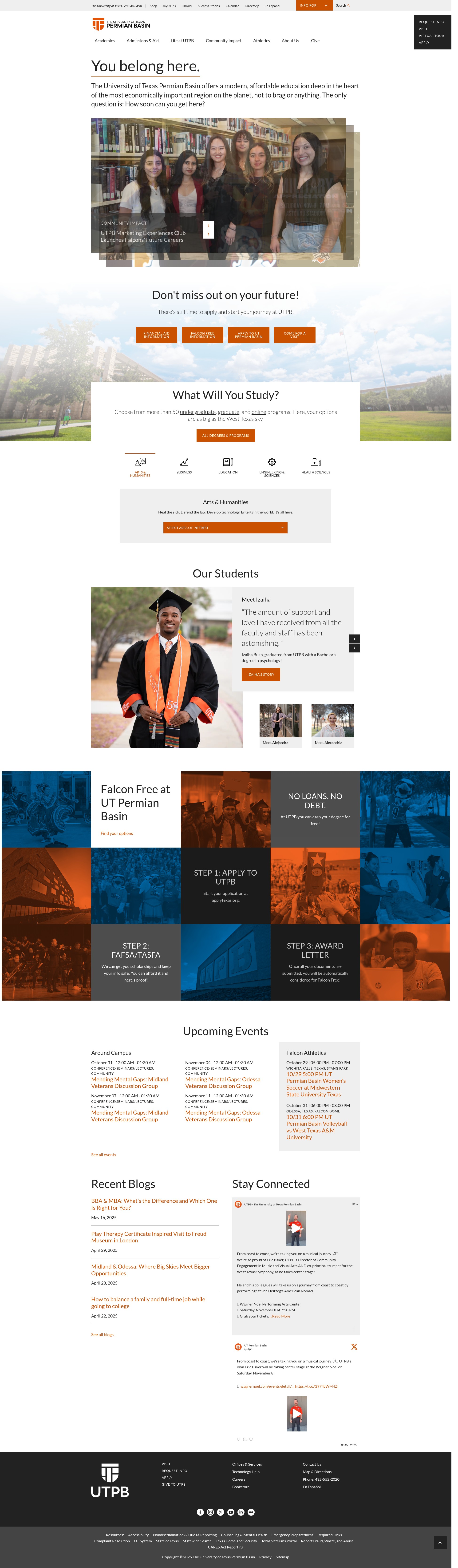 Screenshot of www.utpb.edu