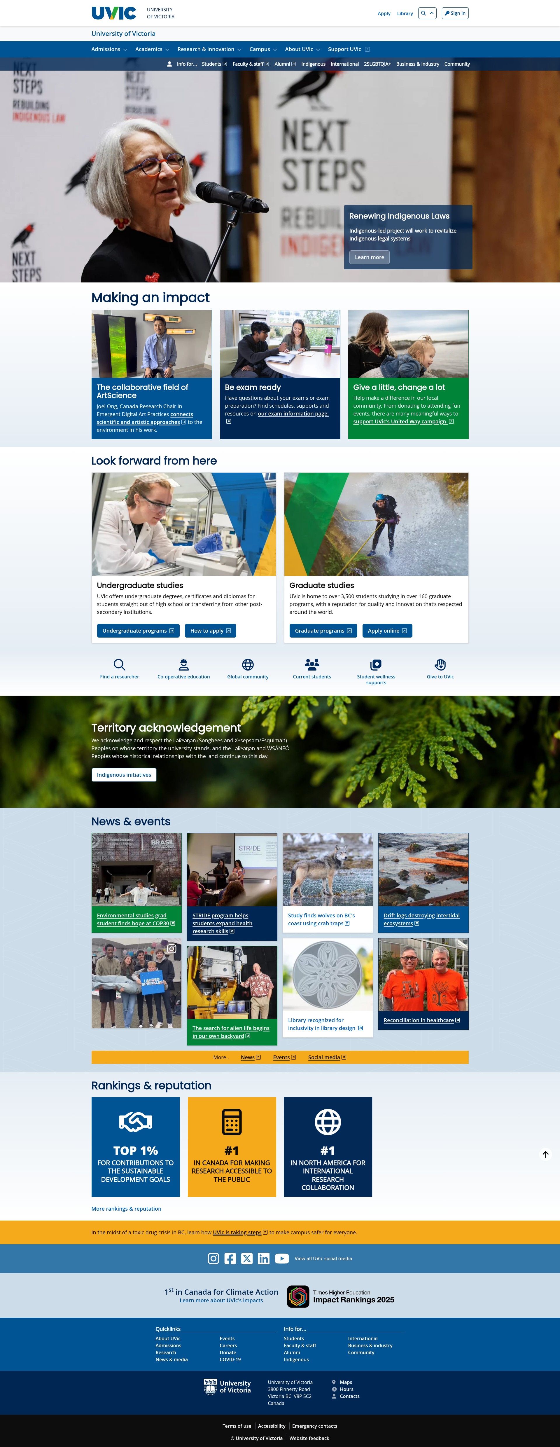 Screenshot of www.uvic.ca