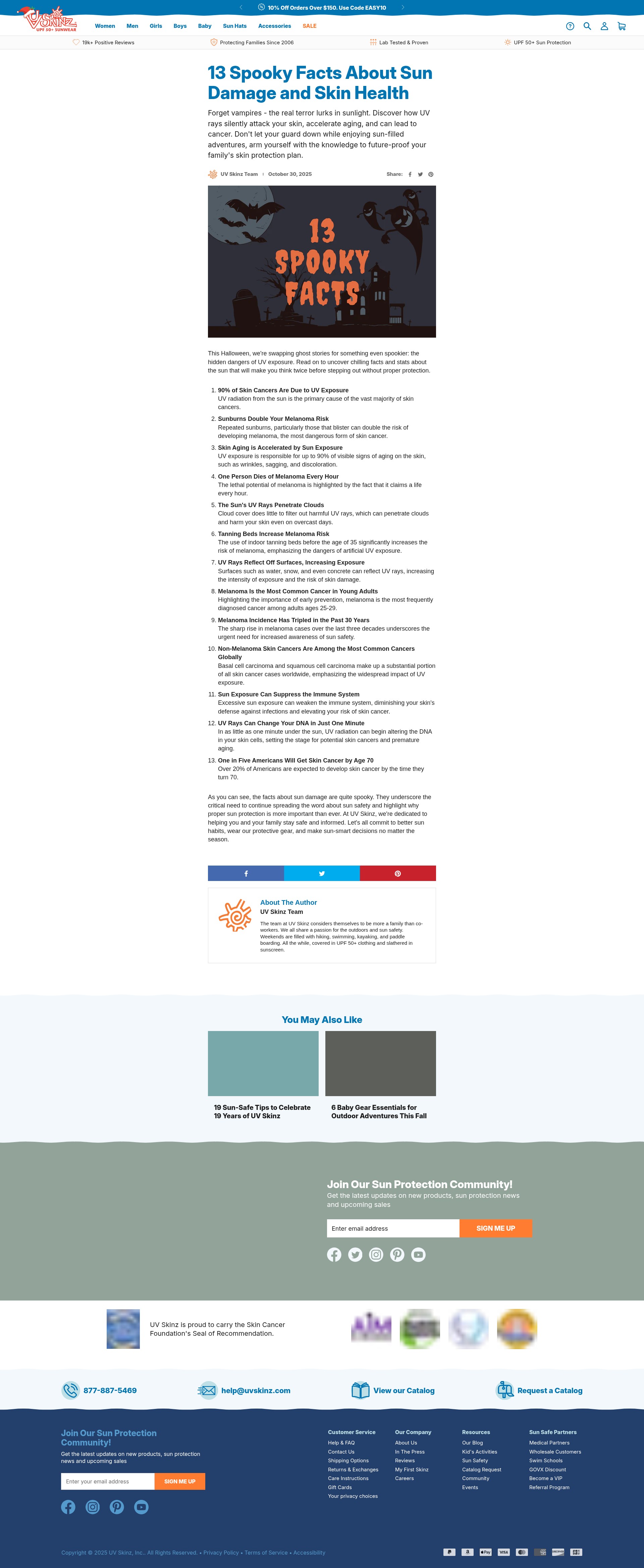 Screenshot of www.uvskinz.com