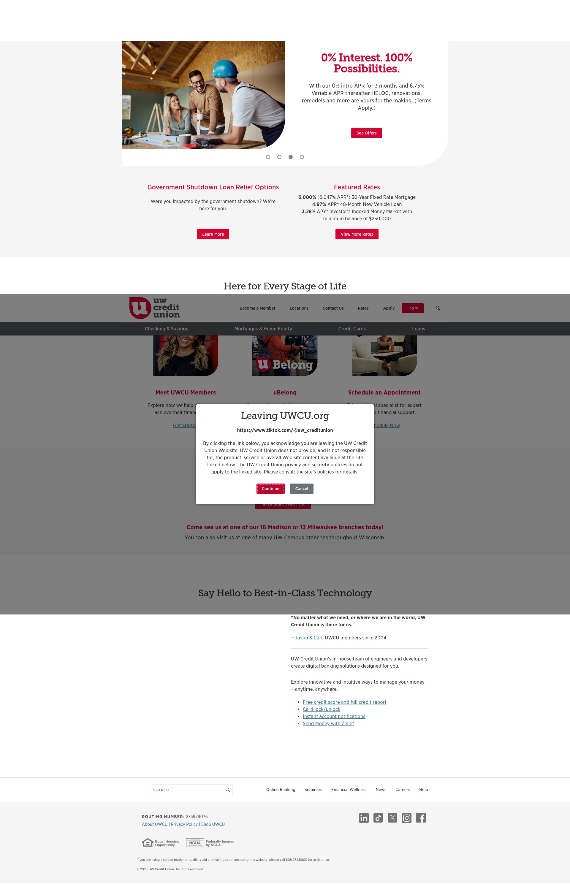 Screenshot of www.uwcu.org