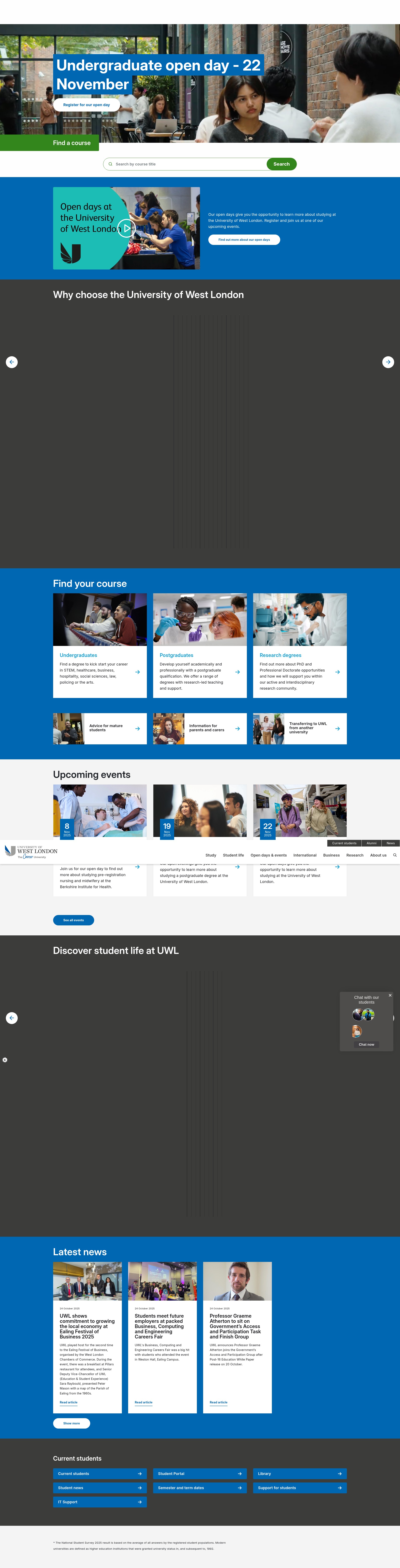 Screenshot of www.uwl.ac.uk