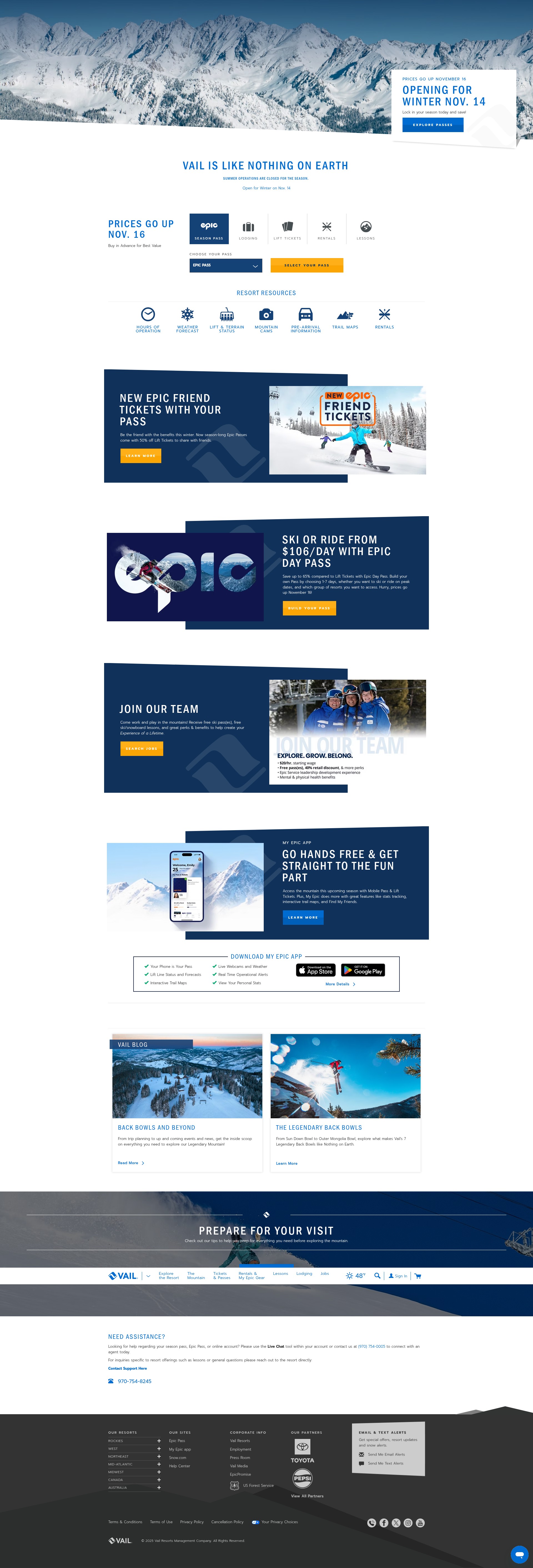 Screenshot of www.vail.com