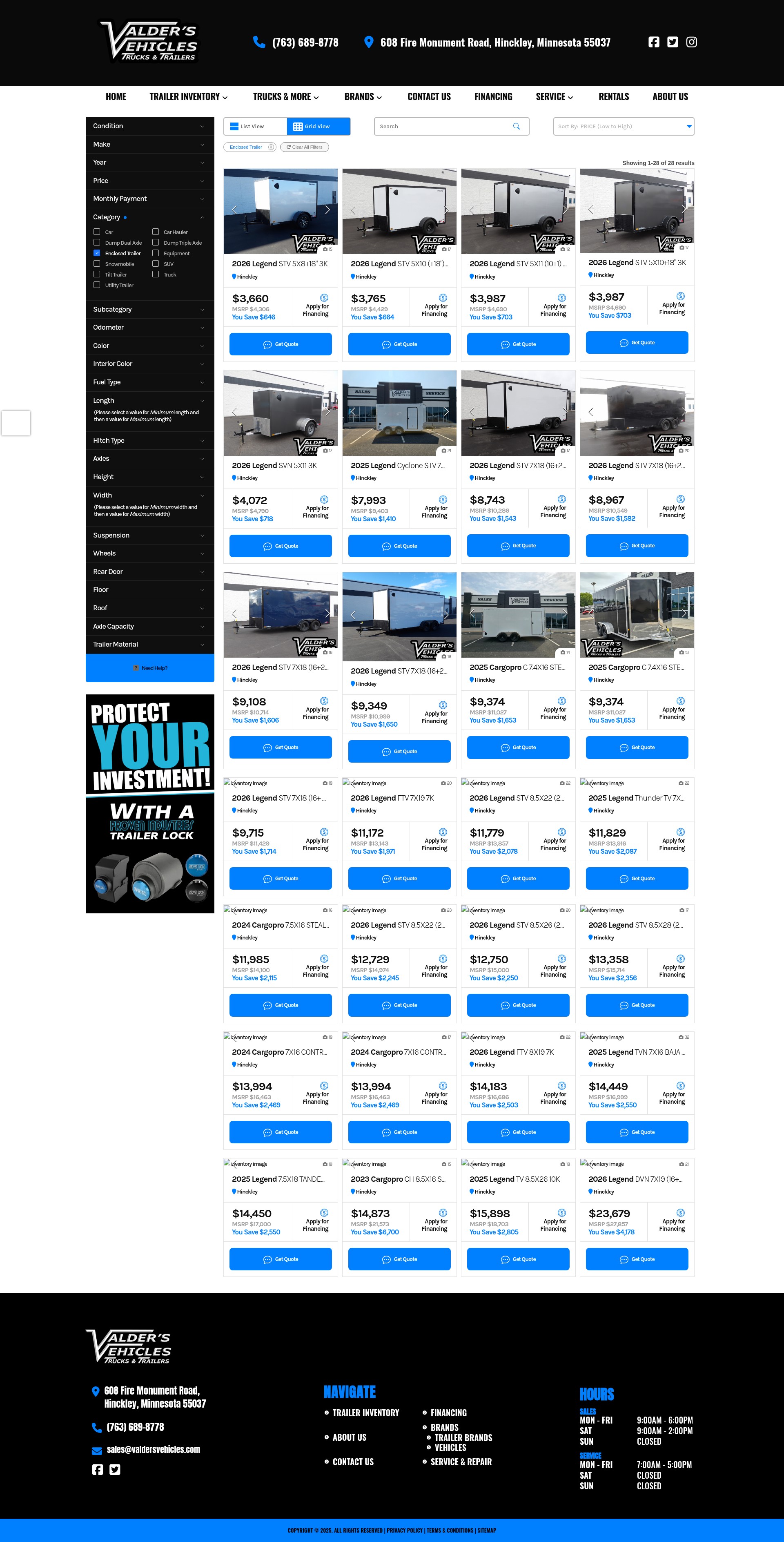 Screenshot of www.valdersvehicles.com