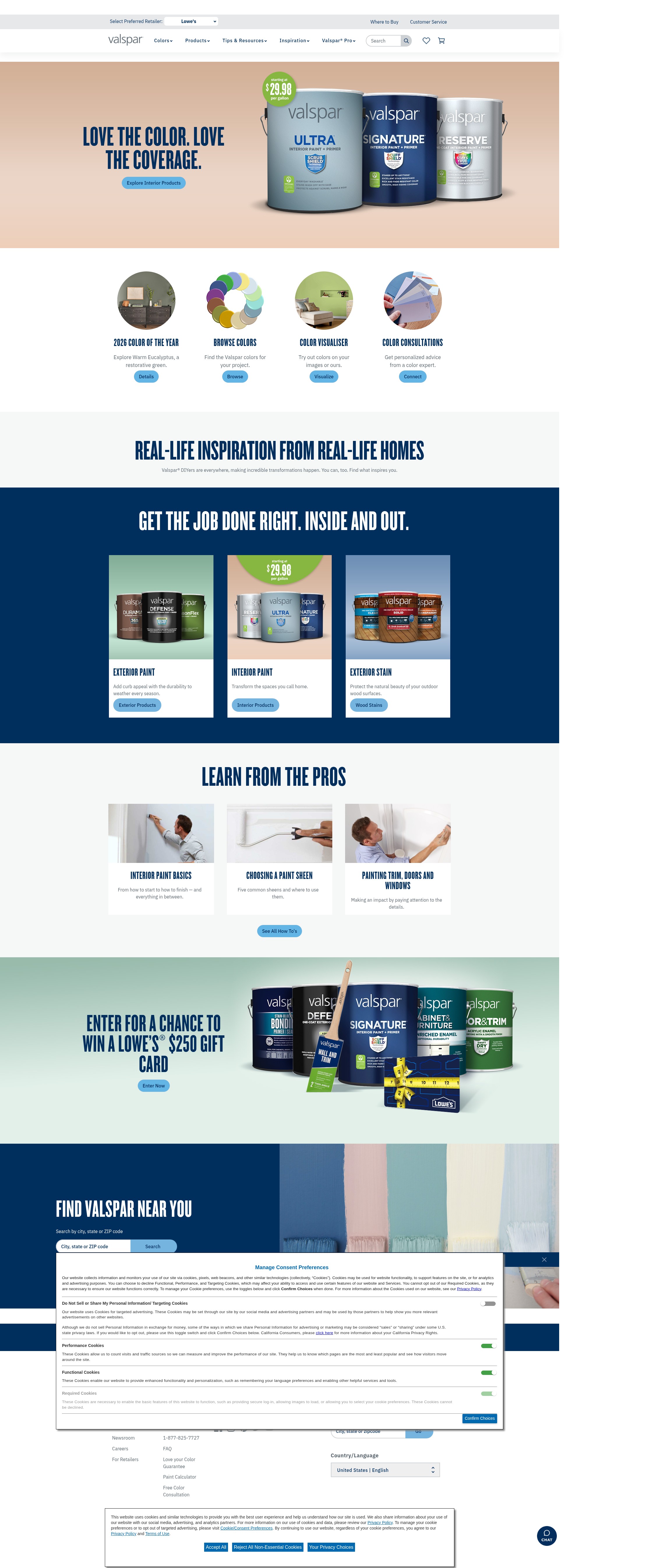 Screenshot of www.valspar.com