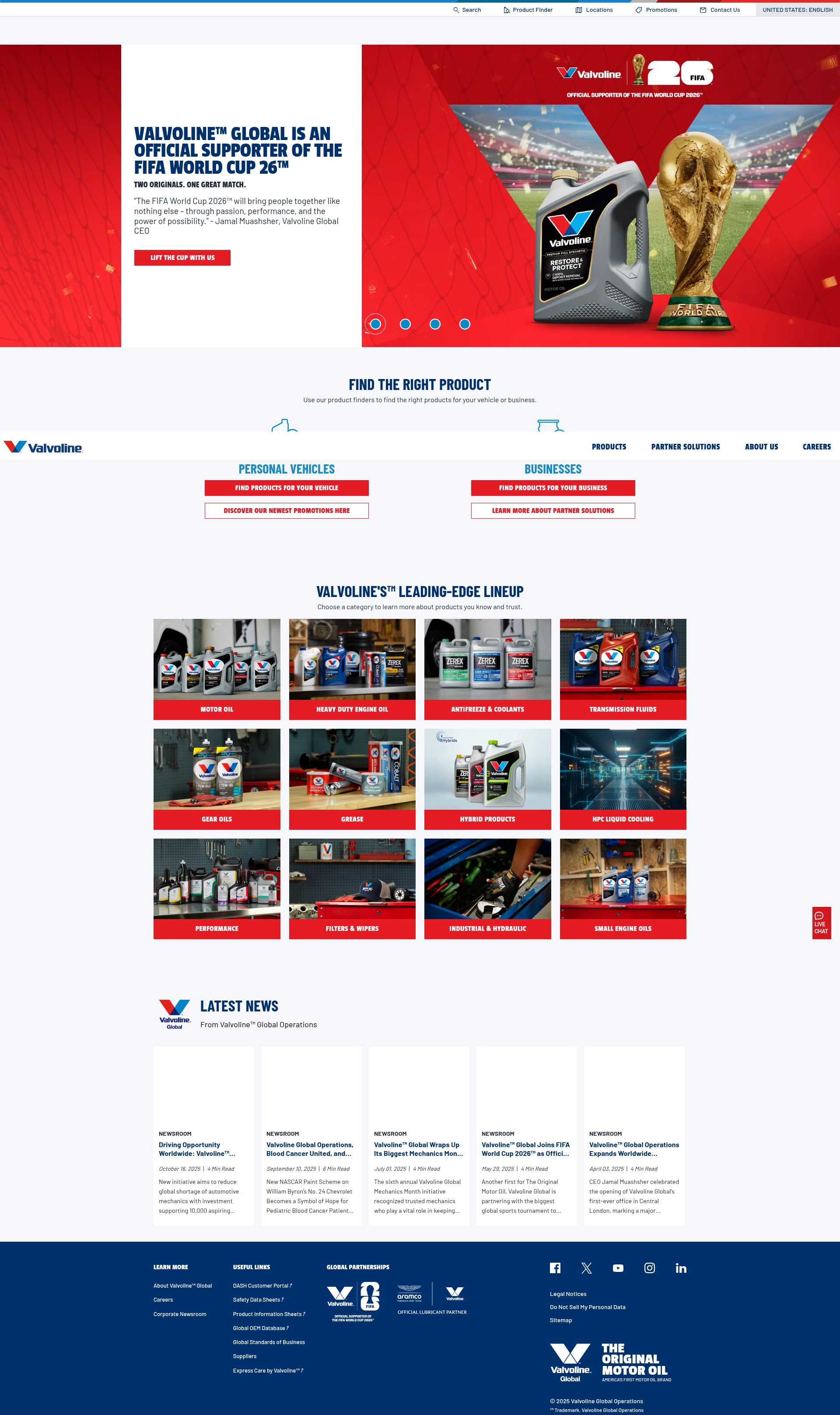 Screenshot of www.valvolineglobal.com
