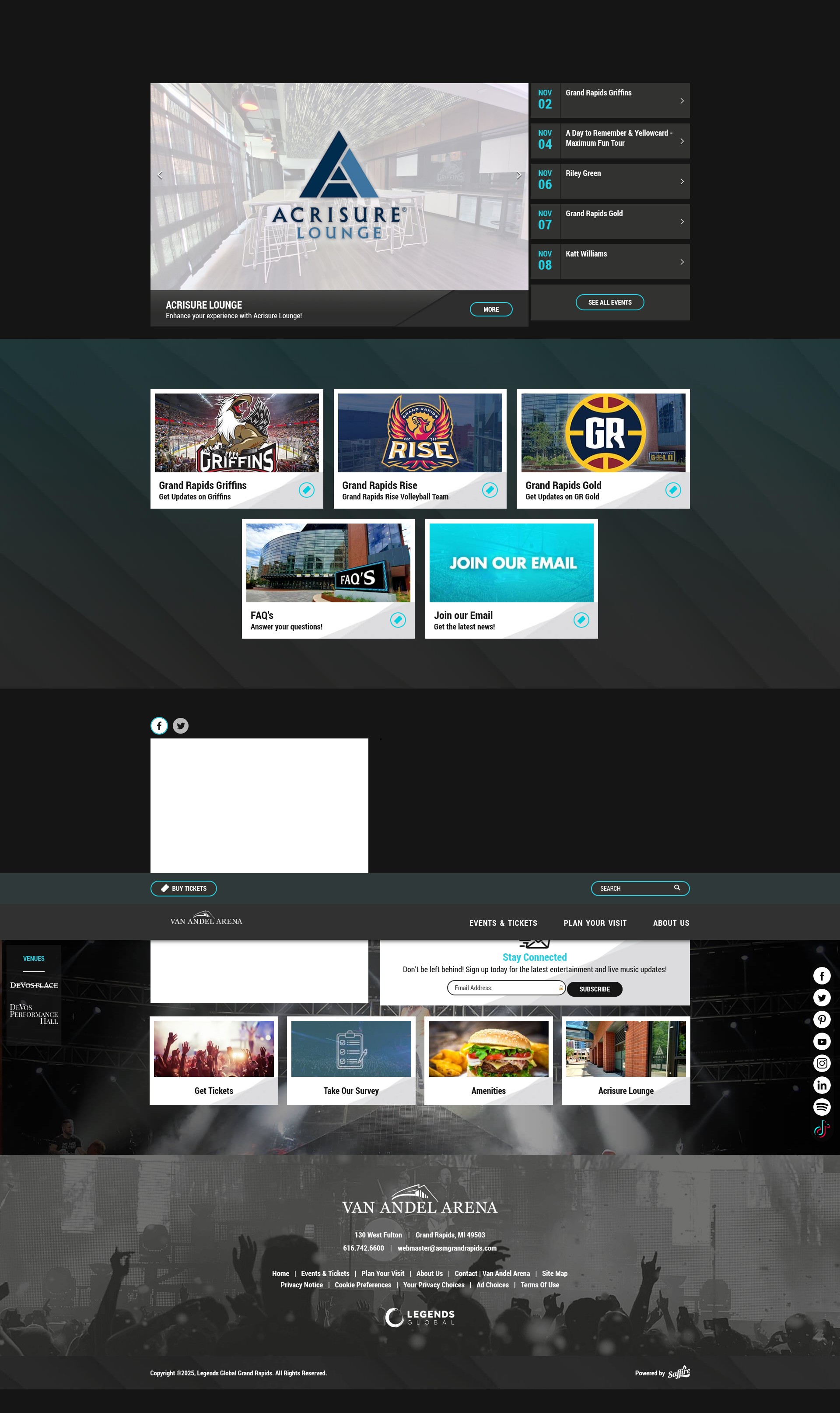 Screenshot of www.vanandelarena.com