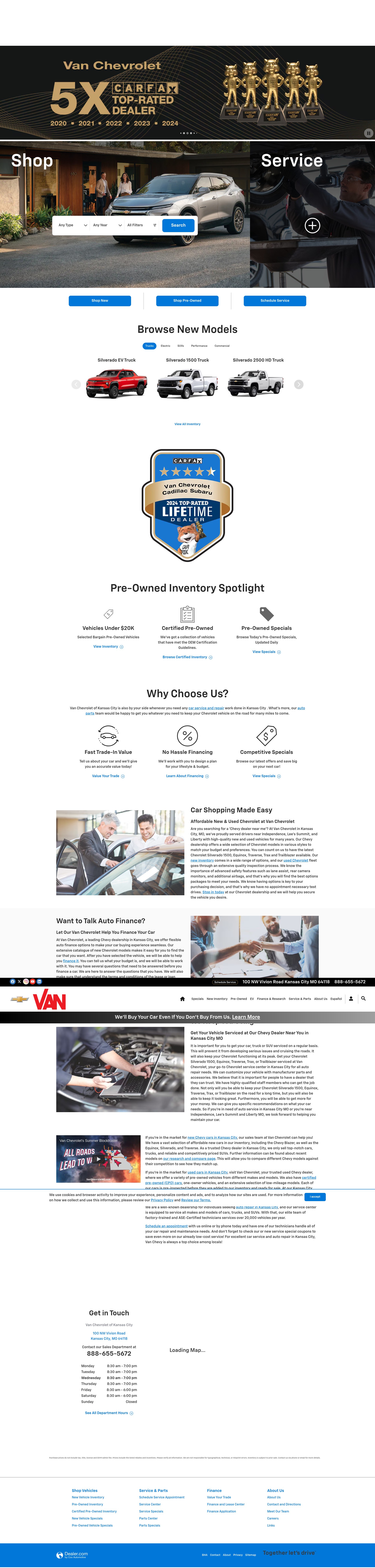Screenshot of www.vanchevroletkc.com
