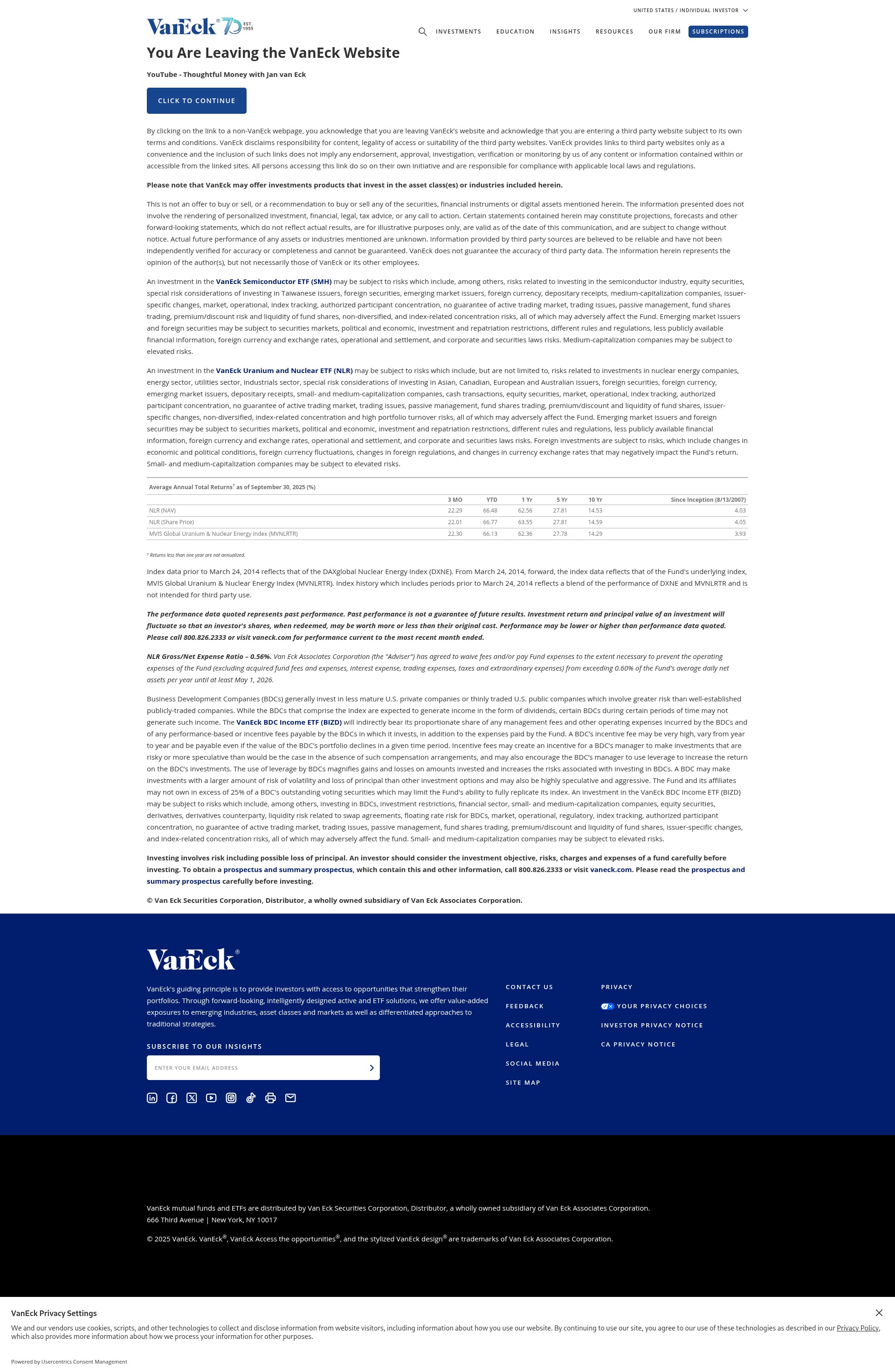 Screenshot of www.vaneck.com