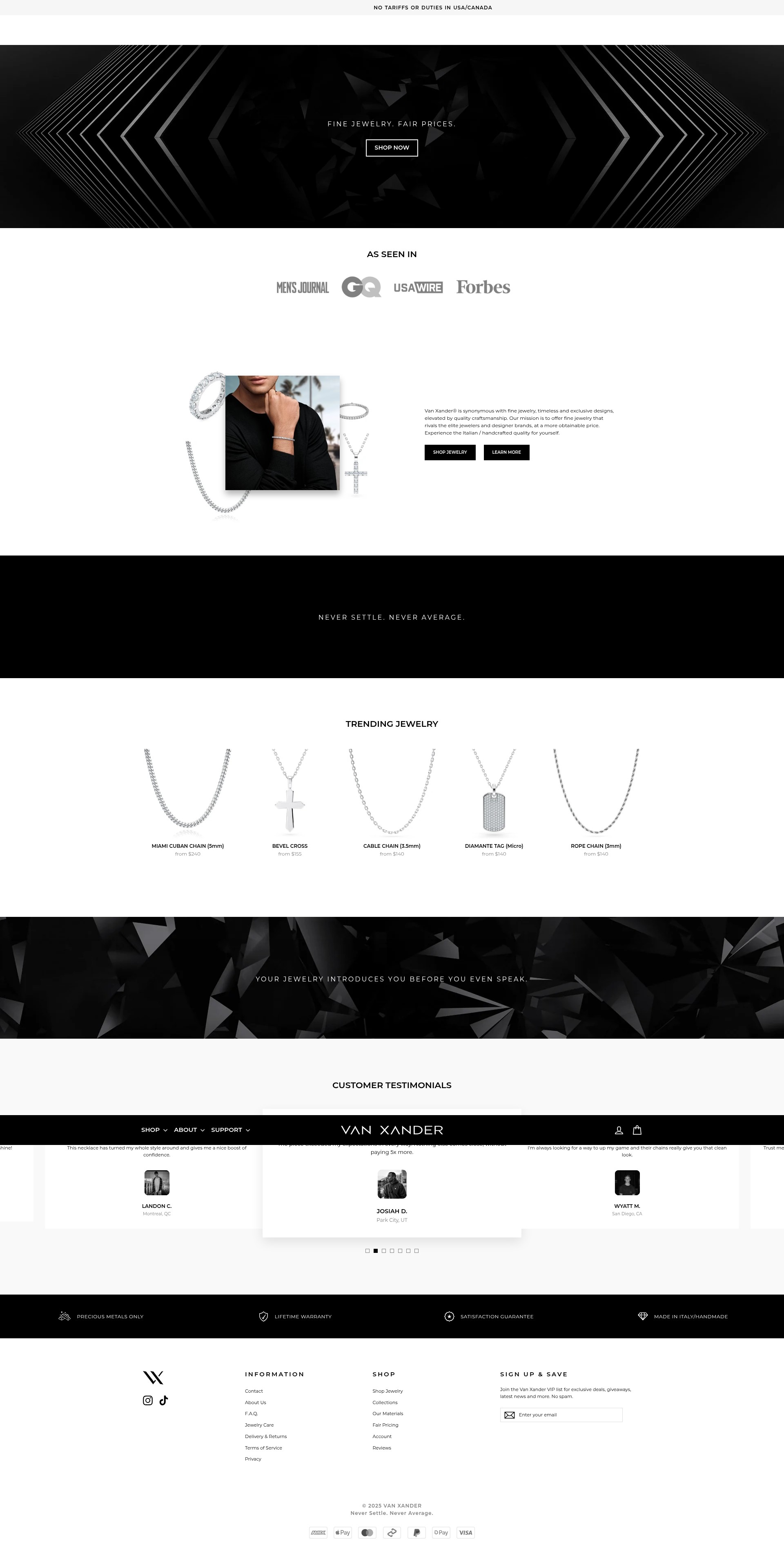 Screenshot of www.vanxander.com