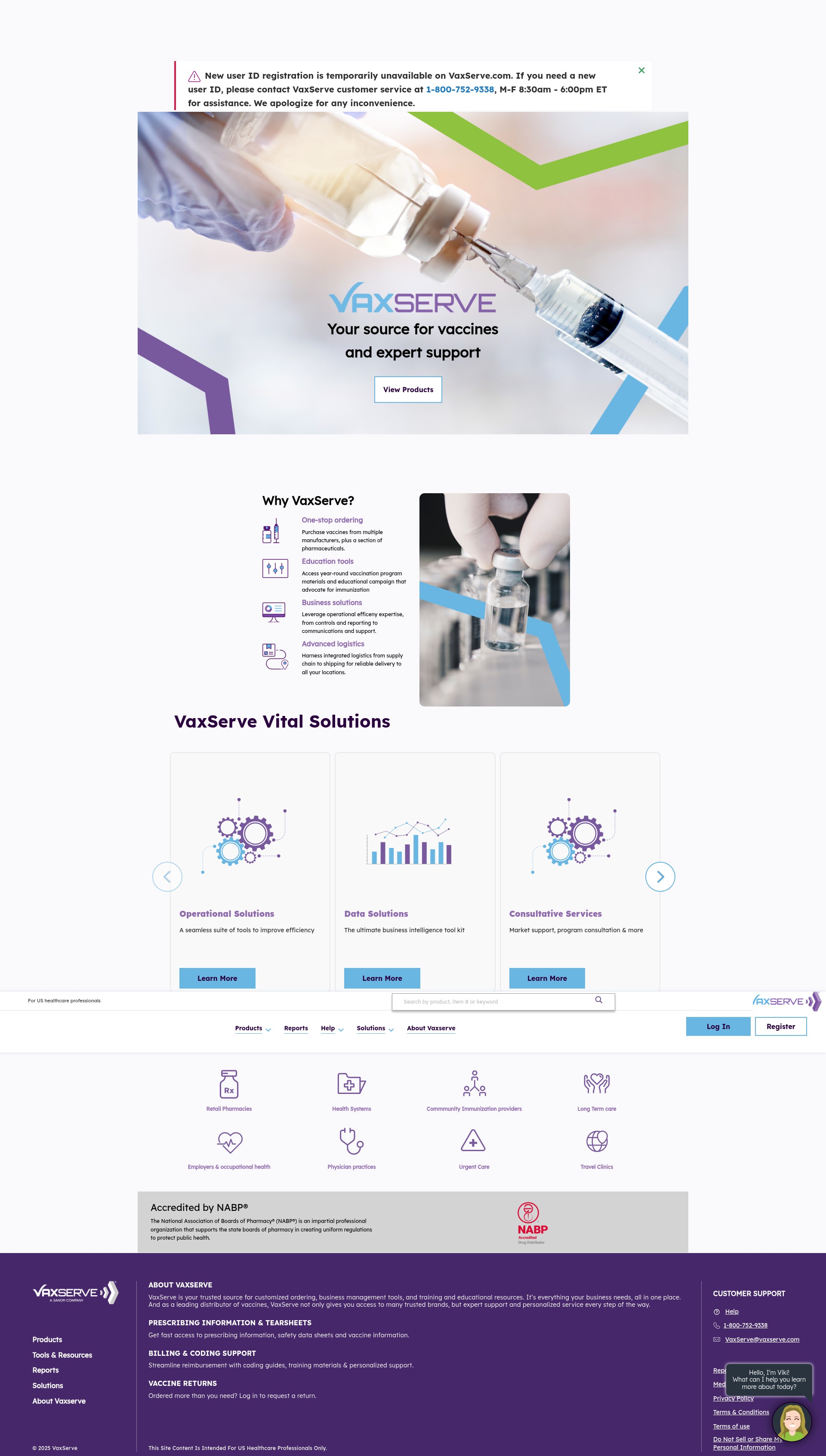 Screenshot of www.vaxserve.com