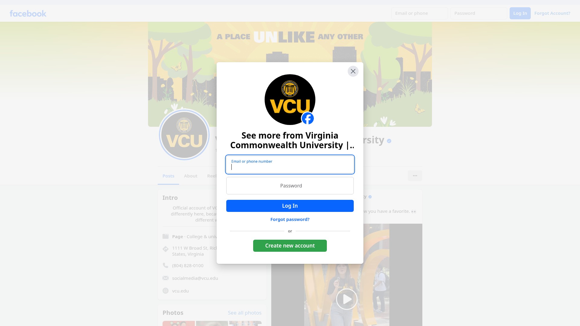 Screenshot of www.vcu.edu