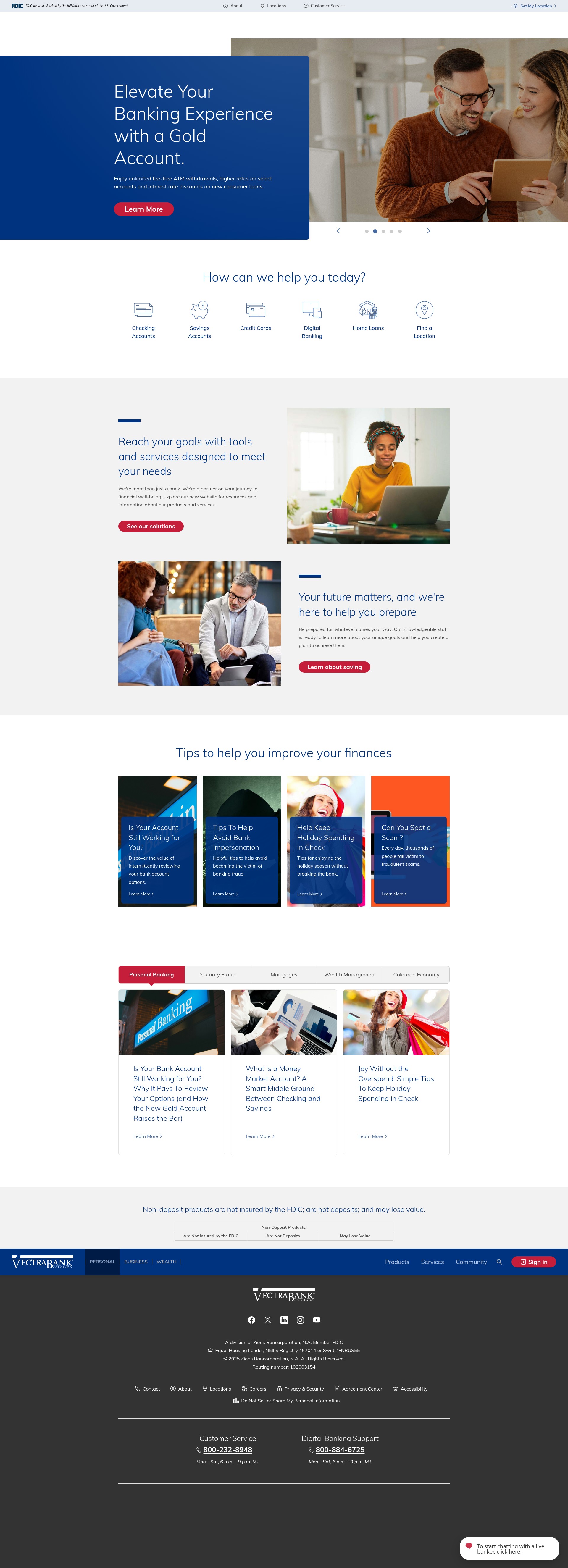Screenshot of www.vectrabank.com