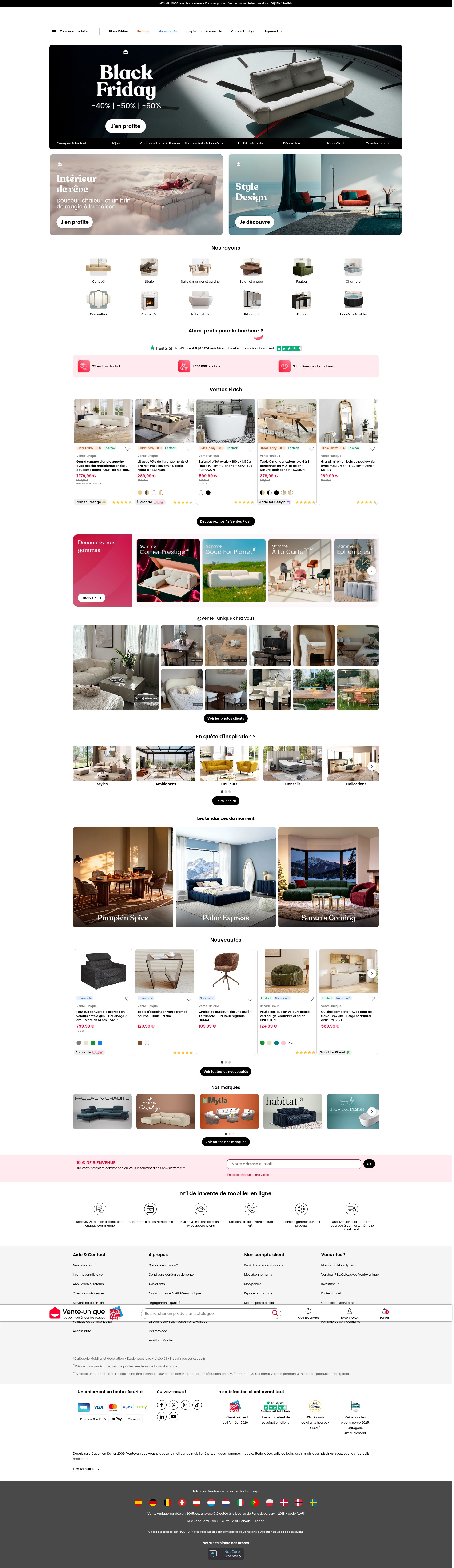 Screenshot of www.vente-unique.com
