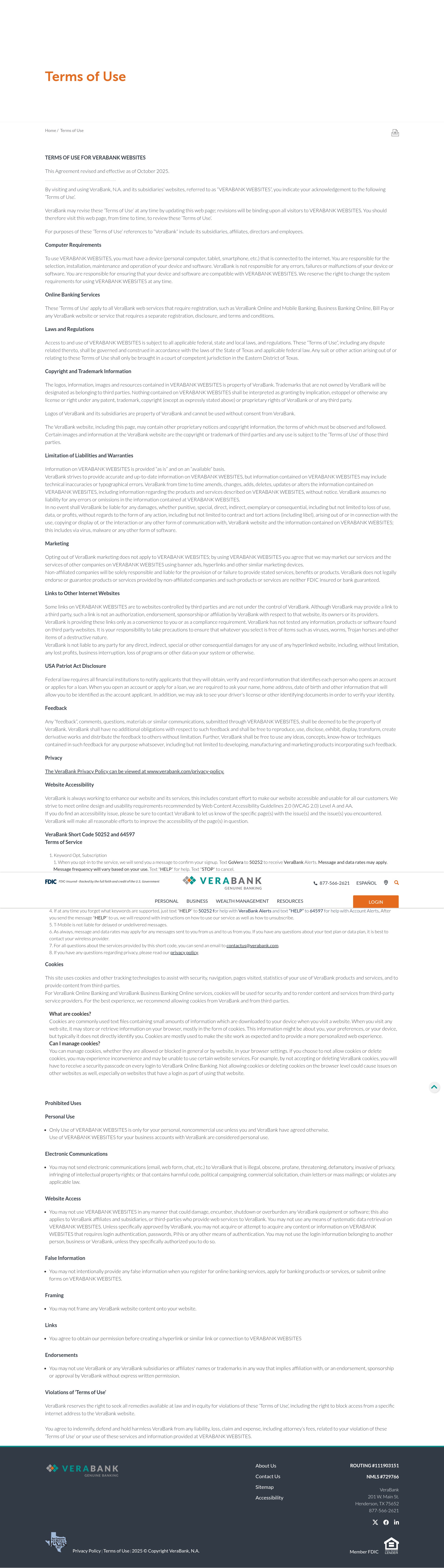 Screenshot of www.verabank.com