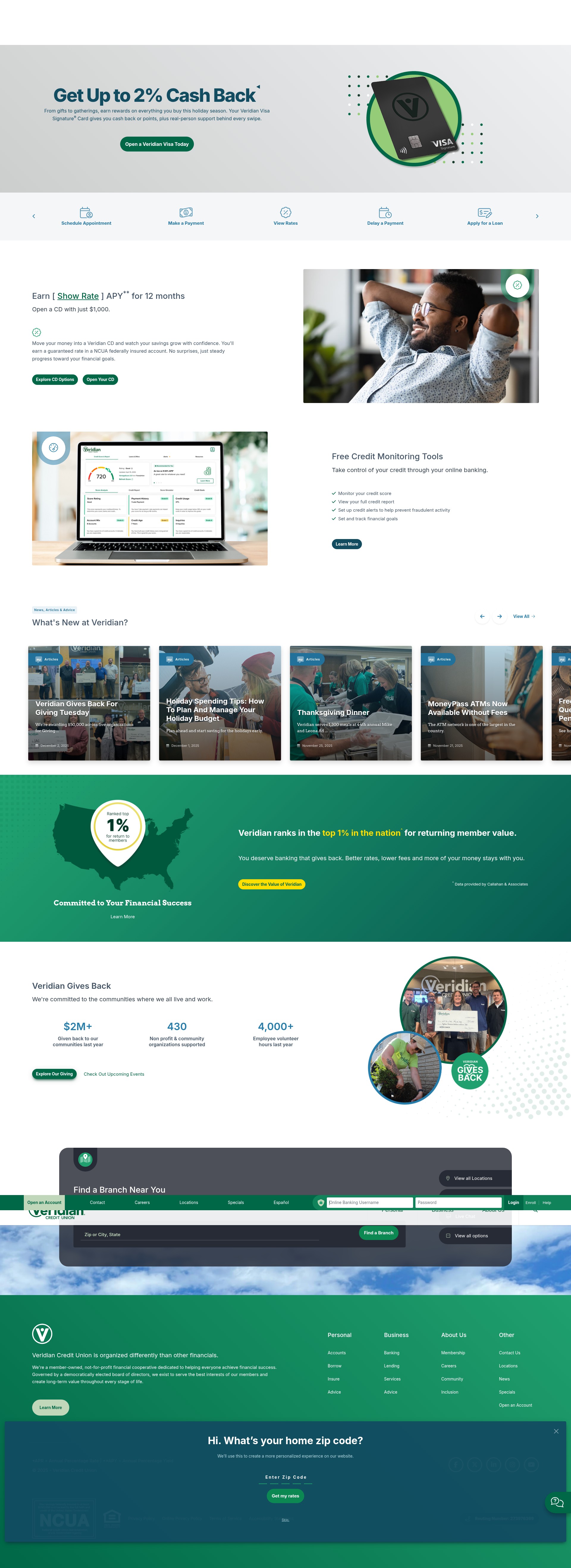 Screenshot of www.veridiancu.org