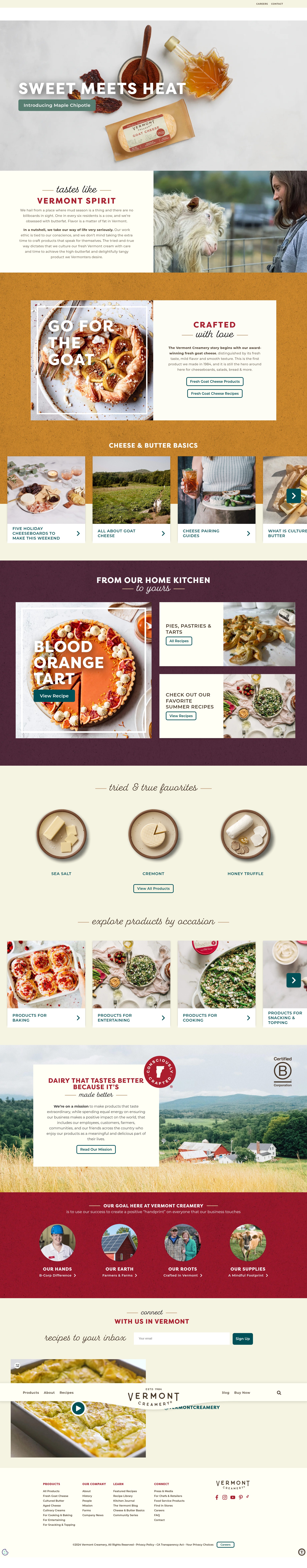 Screenshot of www.vermontcreamery.com