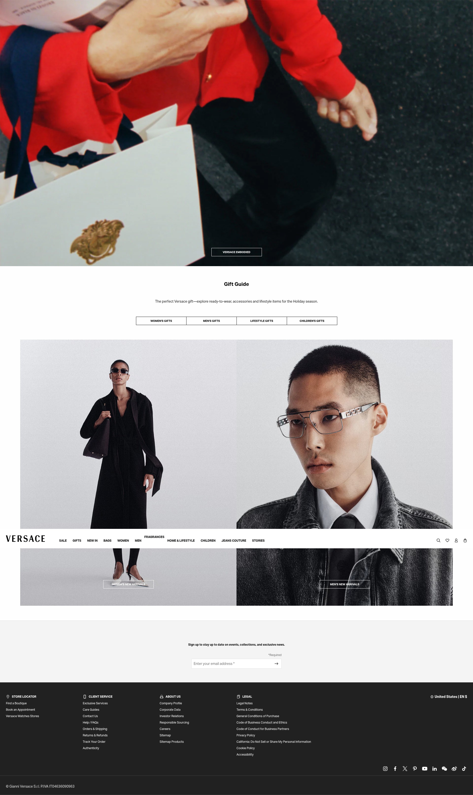 Screenshot of www.versace.com