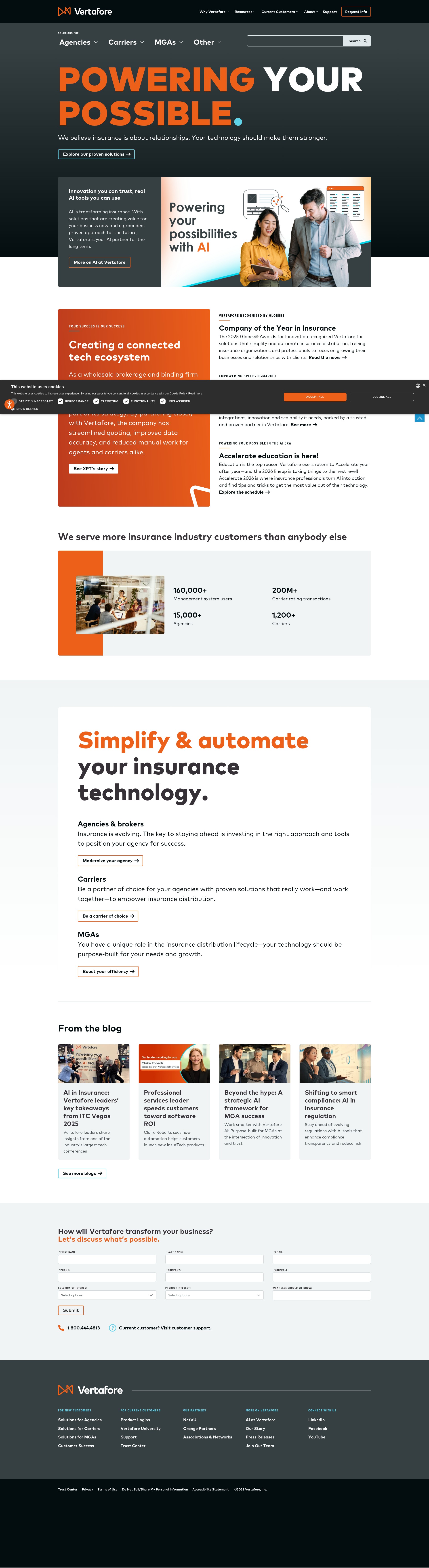 Screenshot of www.vertafore.com
