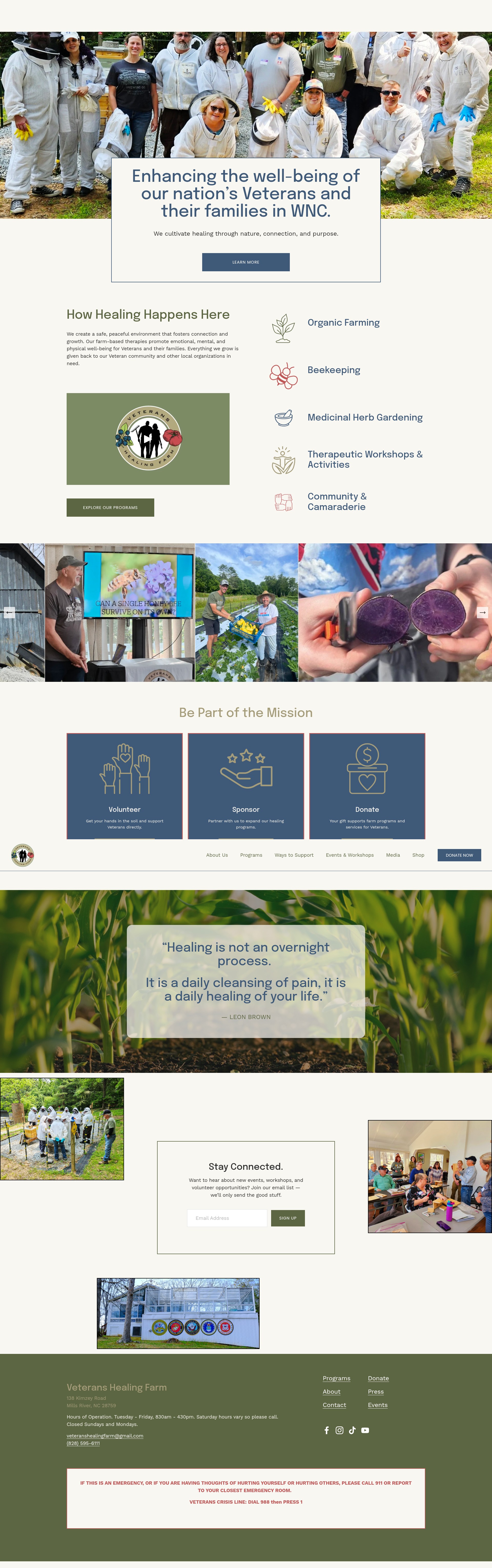 Screenshot of www.veteranshealingfarm.org