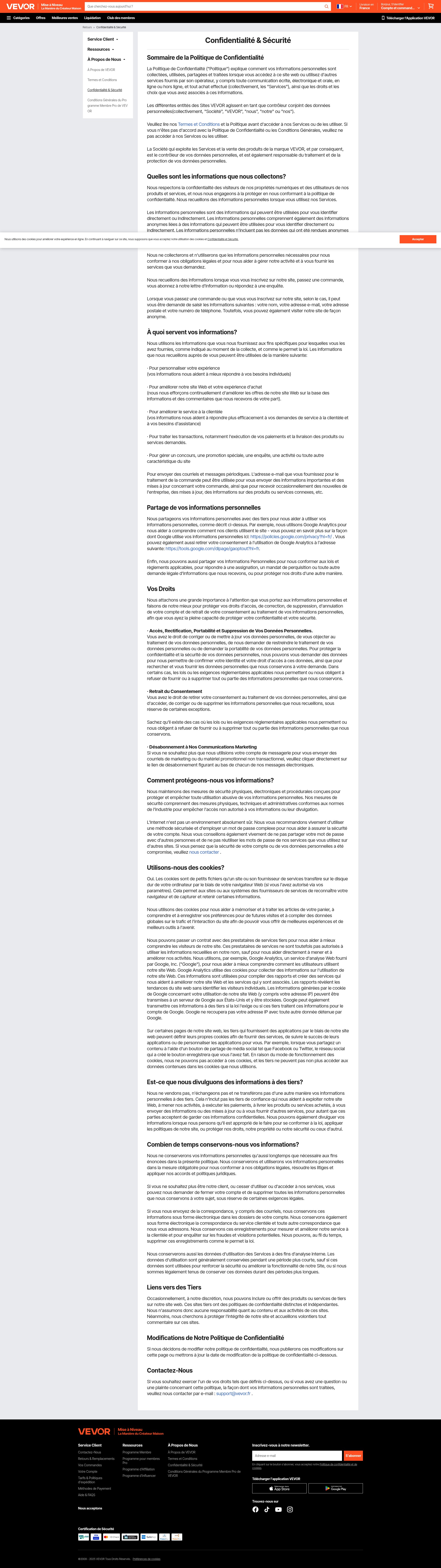 Screenshot of www.vevor.fr