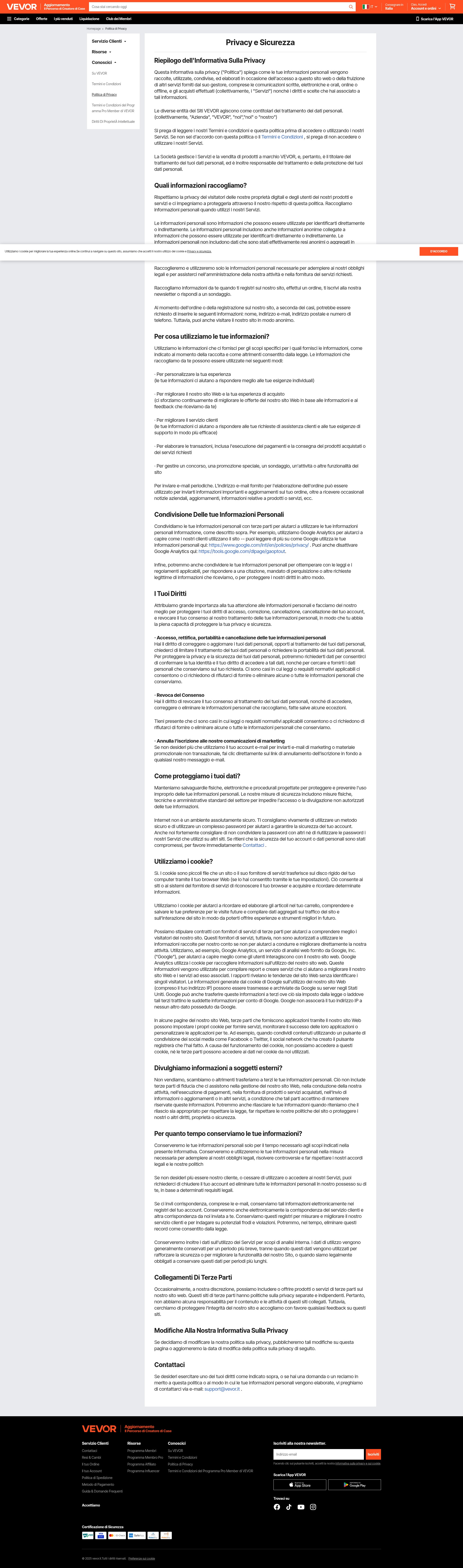 Screenshot of www.vevor.it