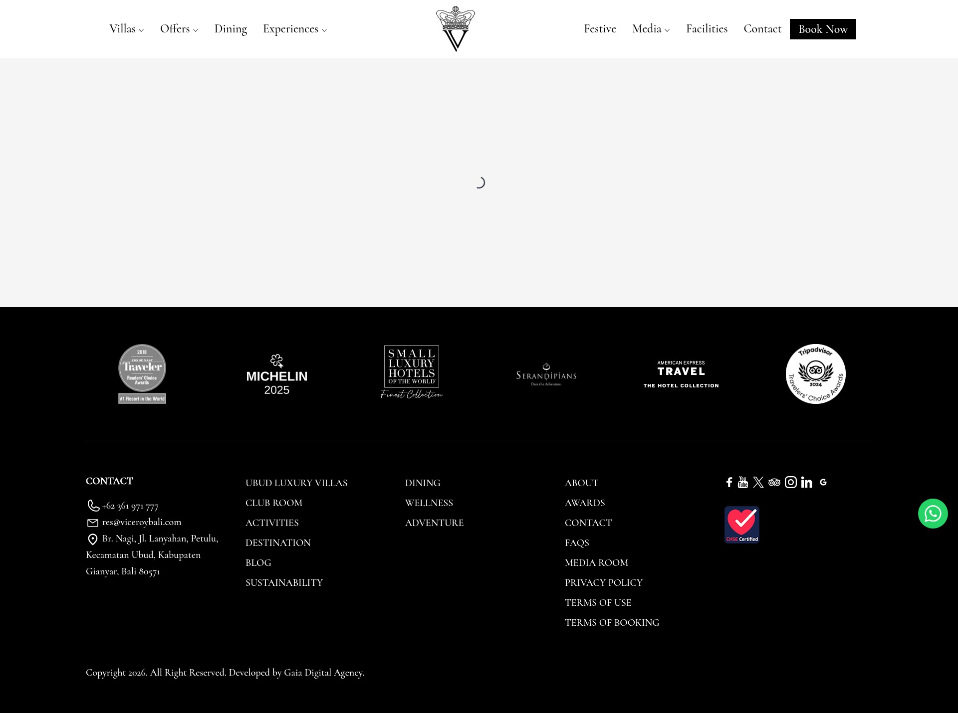 Screenshot of www.viceroybali.com