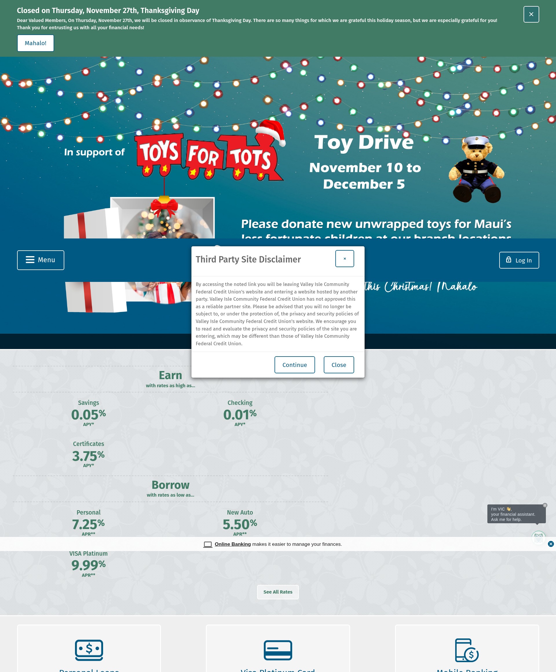 Screenshot of www.vicfcu.org