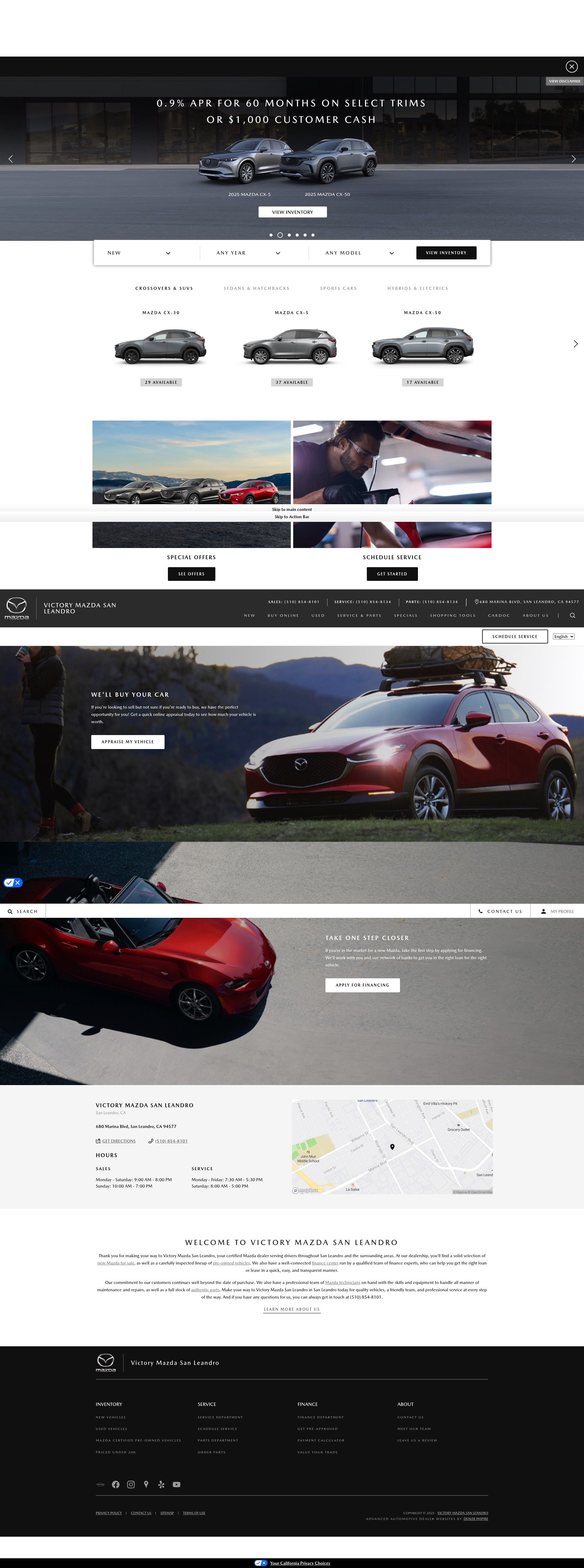 Screenshot of www.victorymazdasanleandro.com