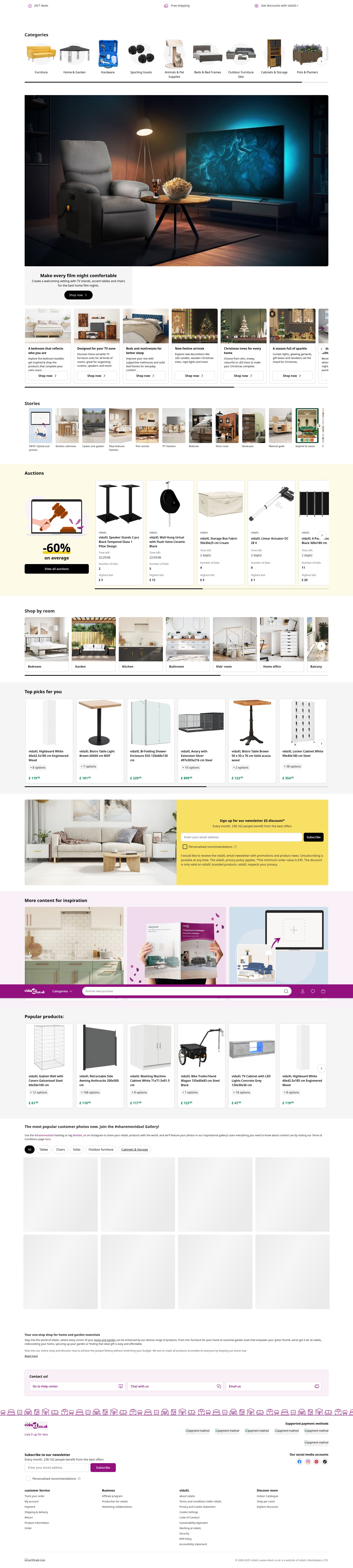 Screenshot of www.vidaxl.co.uk