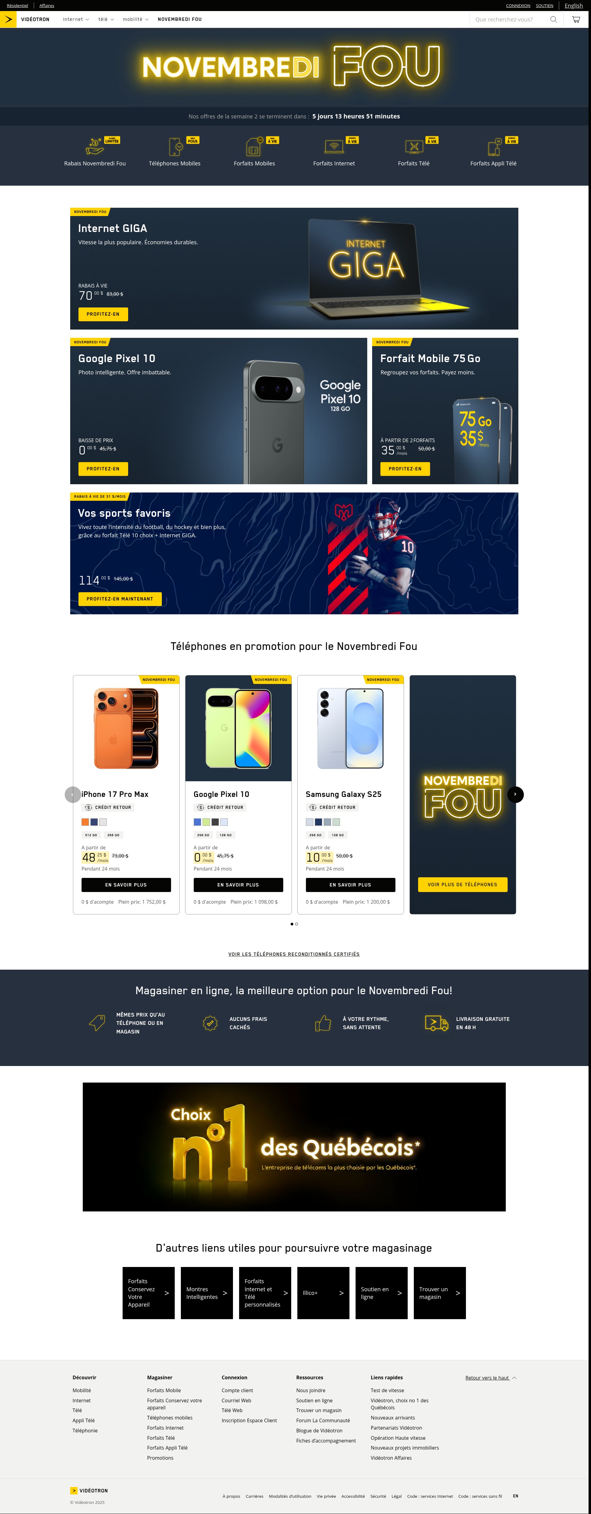 Screenshot of www.videotron.com