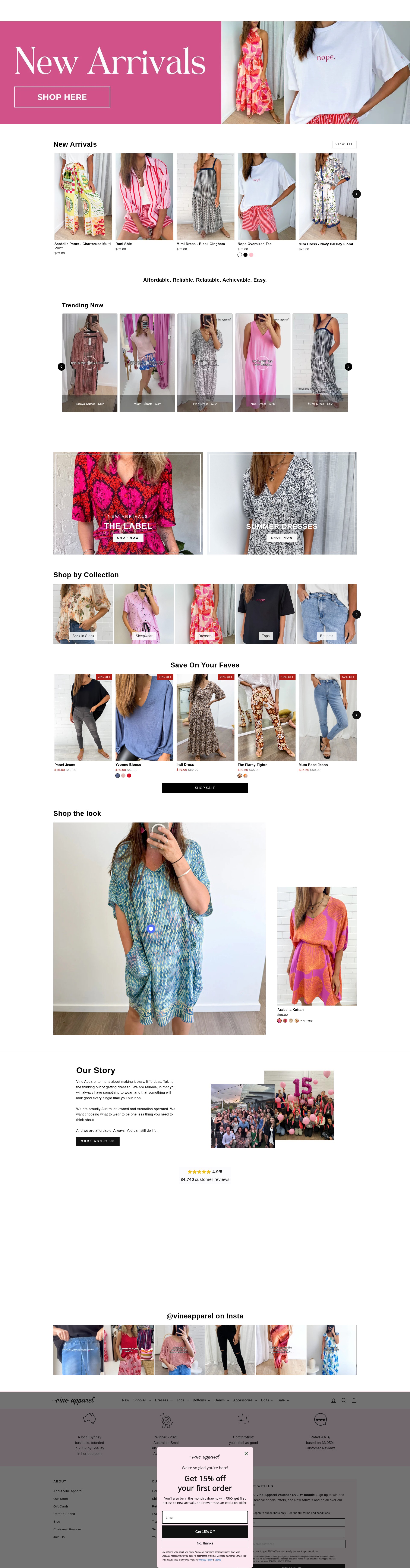 Screenshot of www.vineapparel.com
