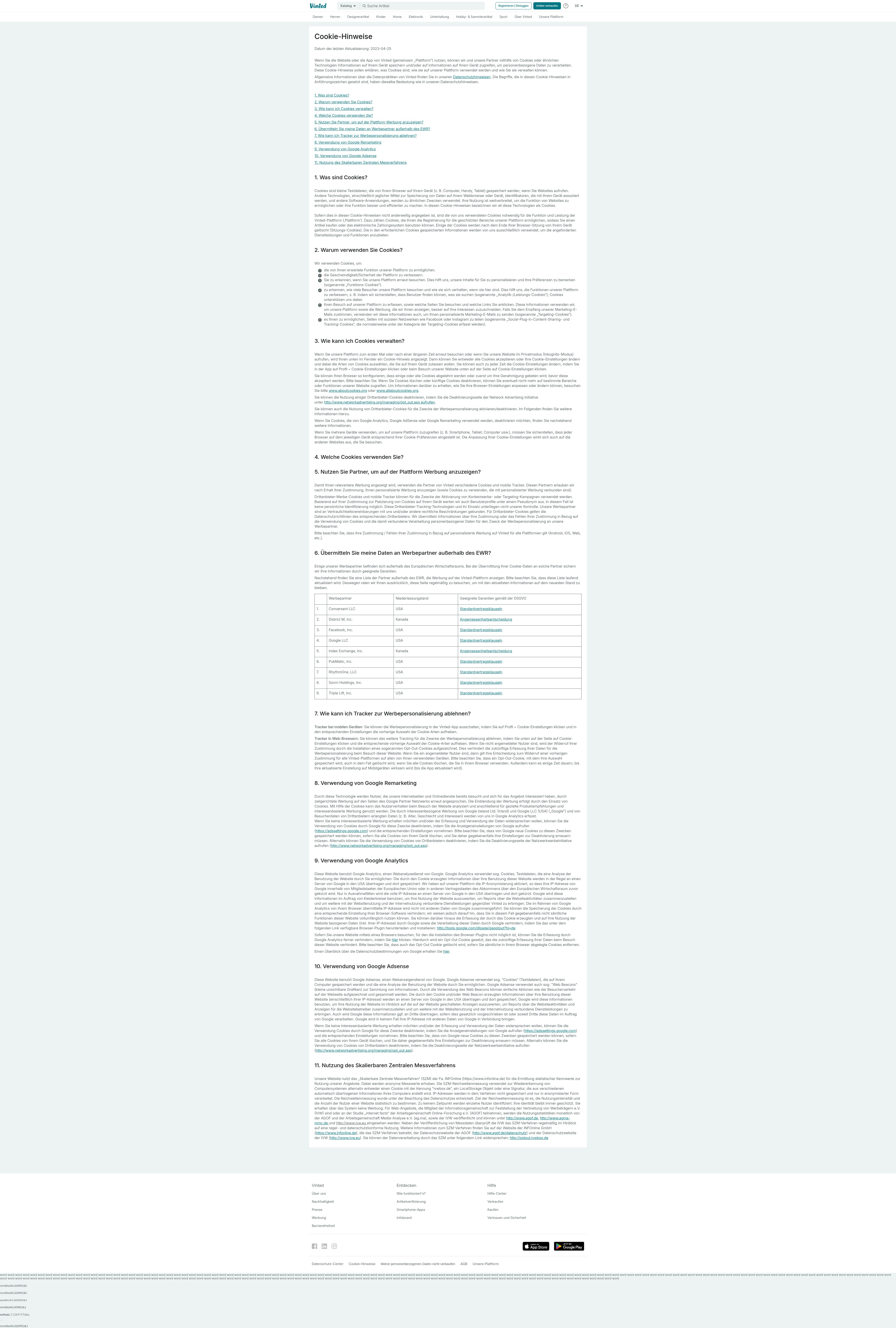 Screenshot of www.vinted.de