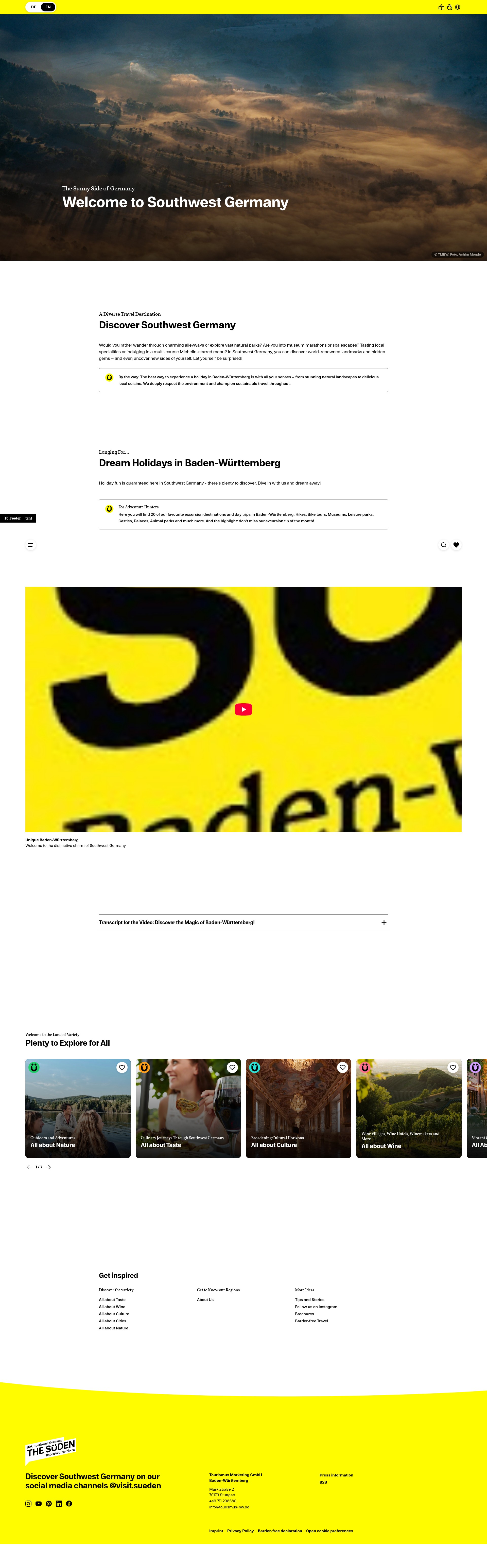 Screenshot of www.visit-bw.com