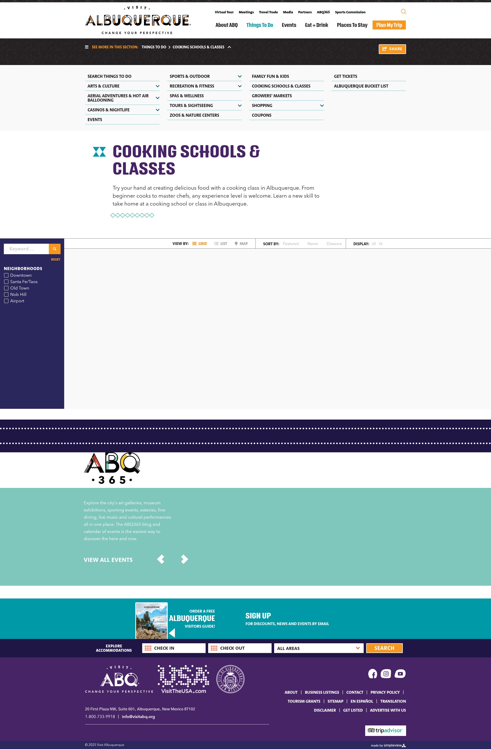 Screenshot of www.visitalbuquerque.org