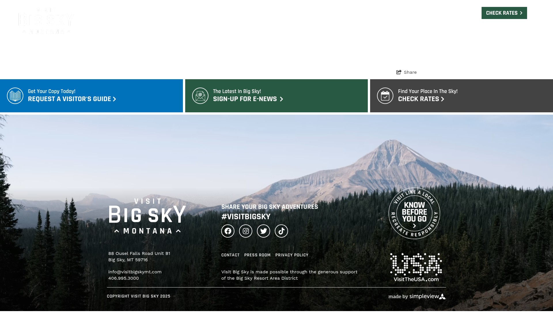 Screenshot of www.visitbigsky.com