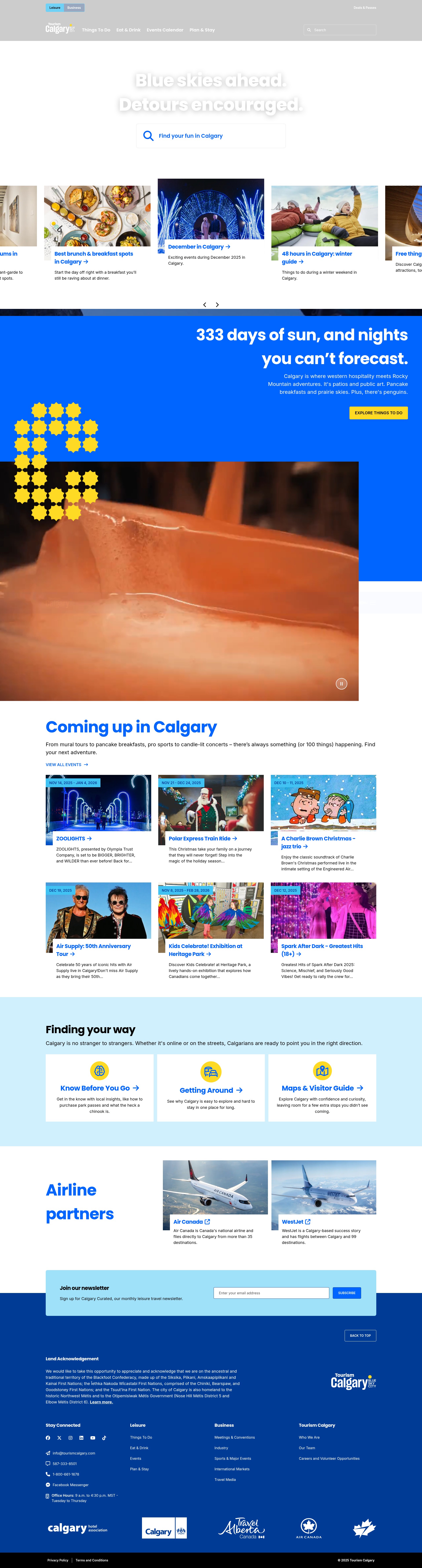 Screenshot of www.visitcalgary.com