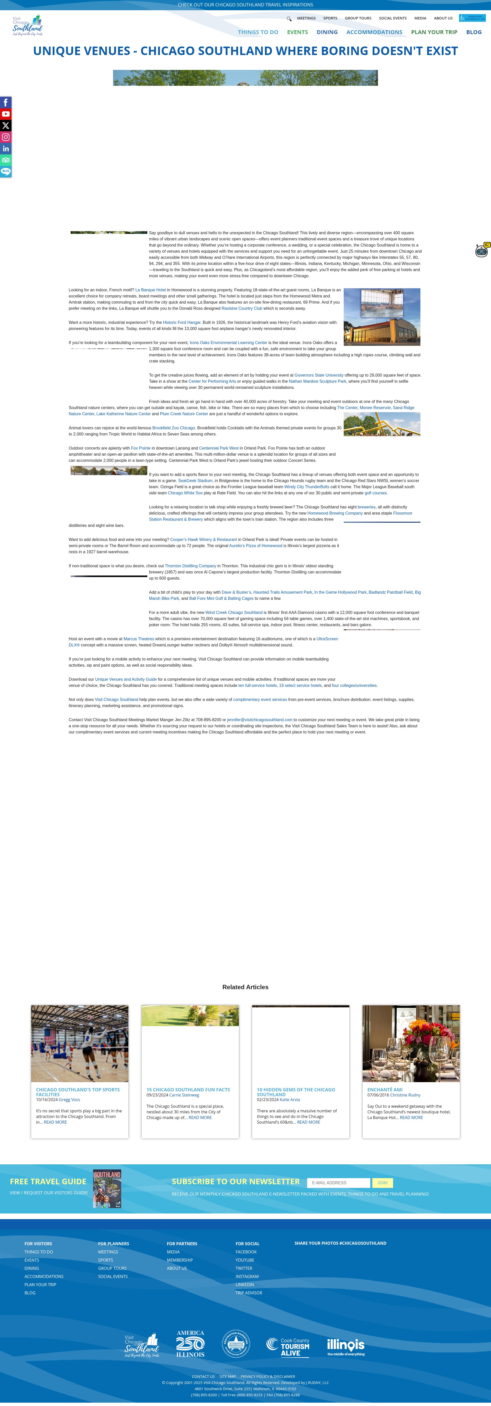 Screenshot of www.visitchicagosouthland.com