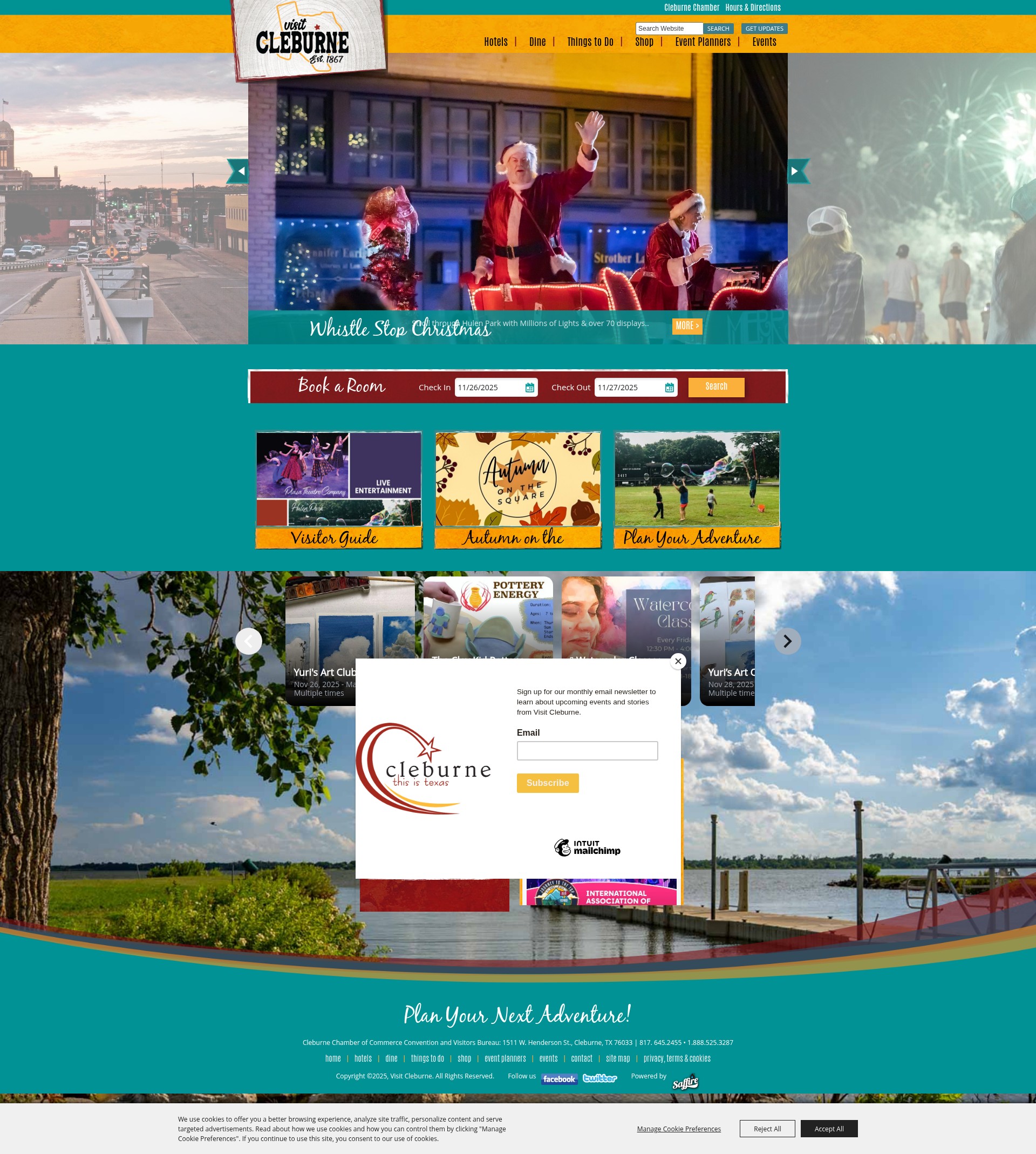 Screenshot of www.visitcleburne.com