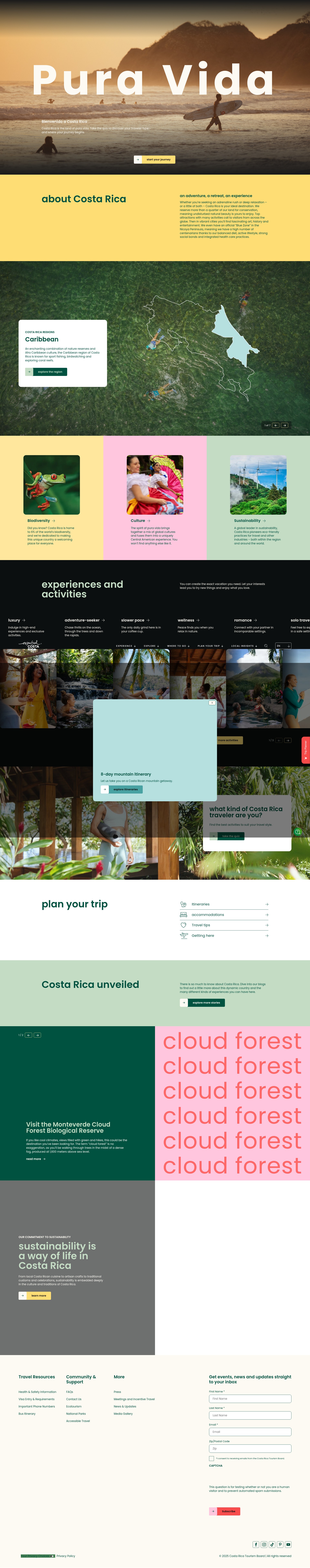Screenshot of www.visitcostarica.com