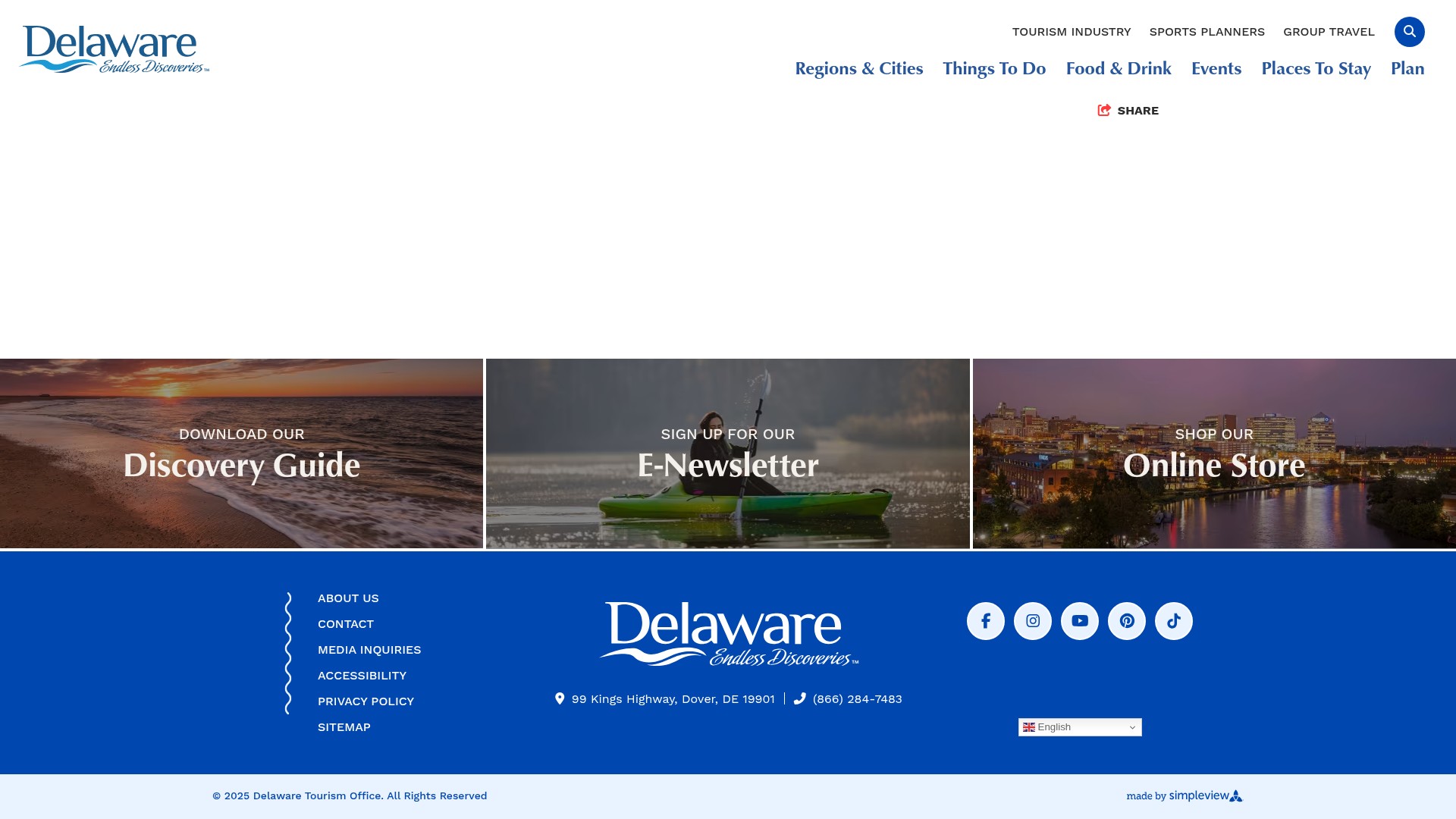Screenshot of www.visitdelaware.com