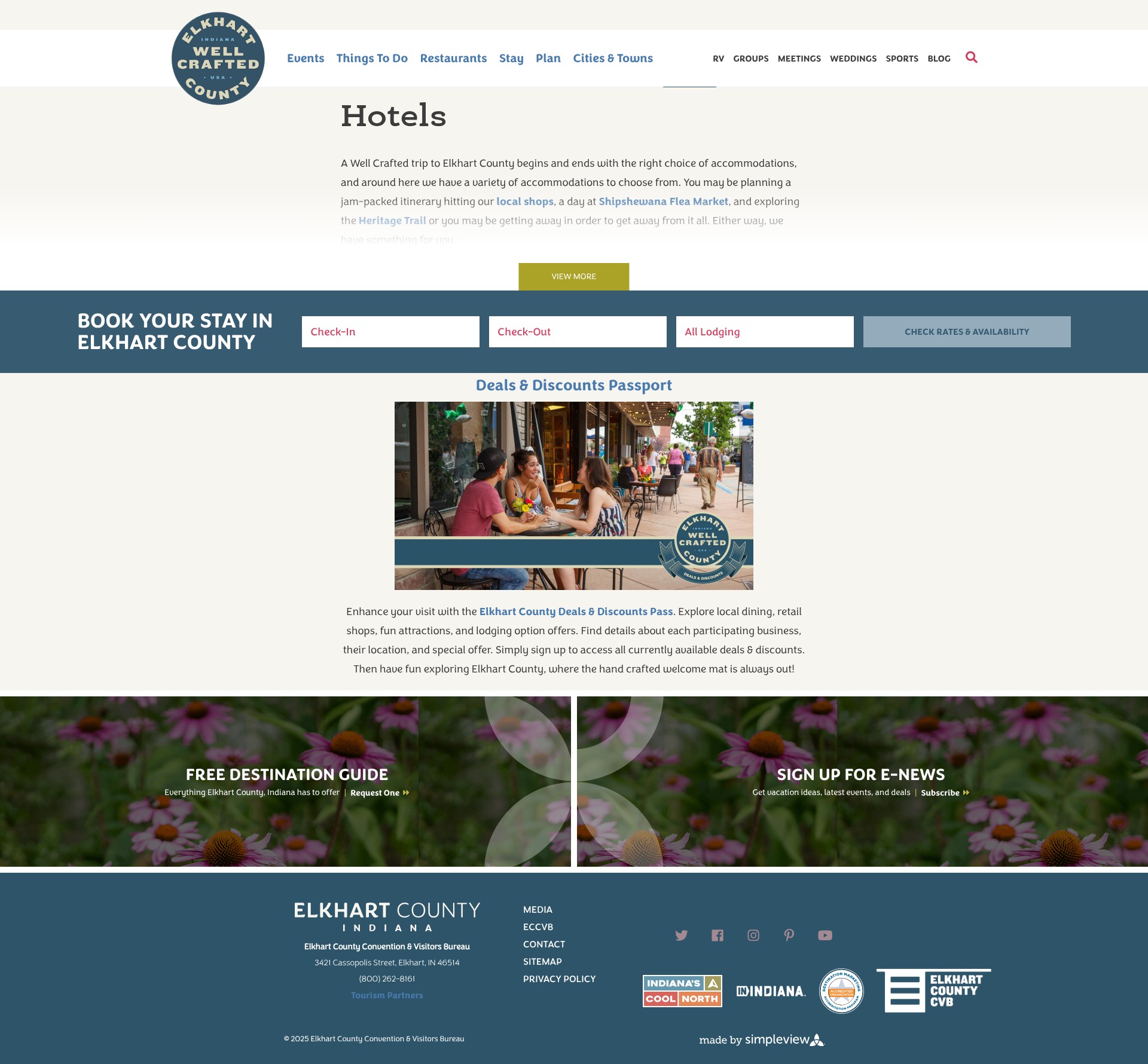Screenshot of www.visitelkhartcounty.com