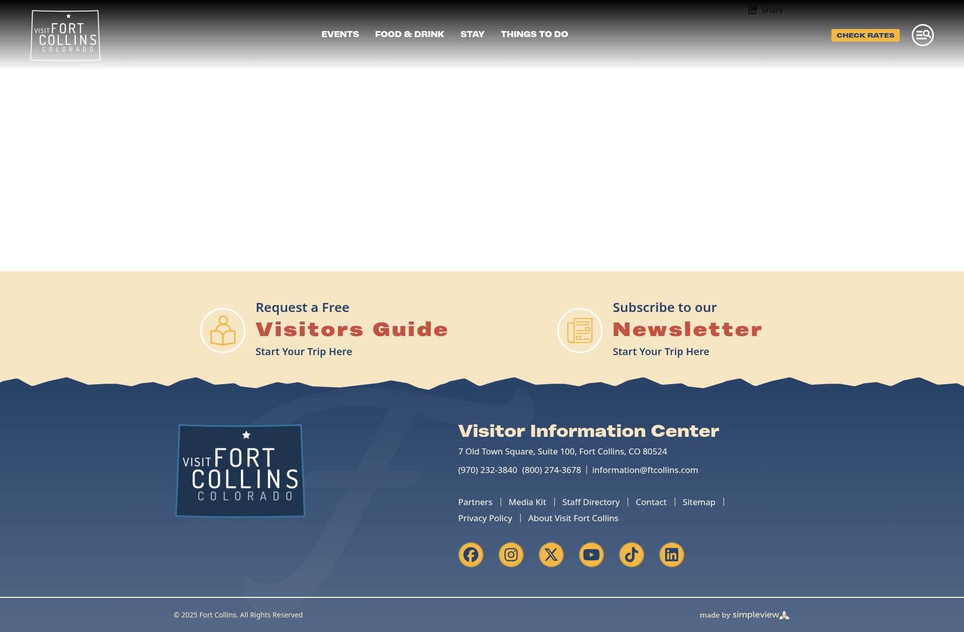 Screenshot of www.visitftcollins.com